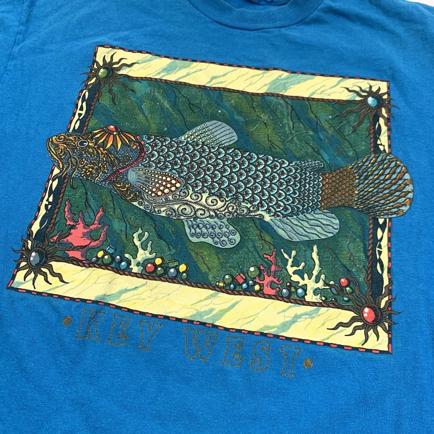 Vintage VINTAGE Key West Florida T Shirt Adult Small Blue Fish Nature Tropical 90s USA Men Short Sleeve Crew Neck Shirt Mens Size US S / EU 44-46 / 1 - 2 Thumbnail