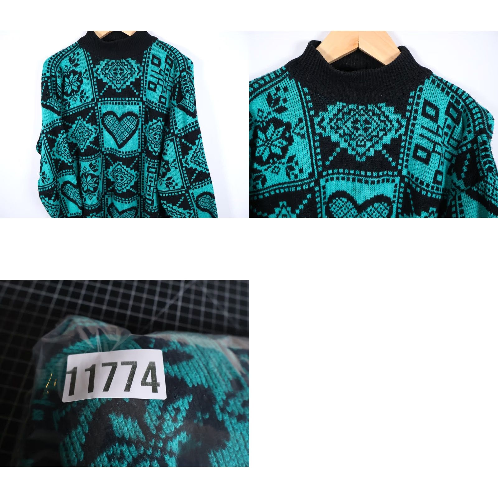 Vintage VINTAGE Stefano Sweater Women's Large Green Heart Geometric Pattern Boxy VTG Size L / US 10 / IT 46 - 8 Thumbnail
