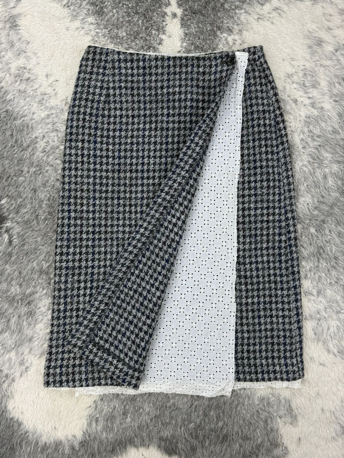Comme des Garcons AD99 CDG Tricot Rei Kawakubo Houndstooth Wool Double Layerd Size 27" / US 4 / IT 40 - 1 Thumbnail