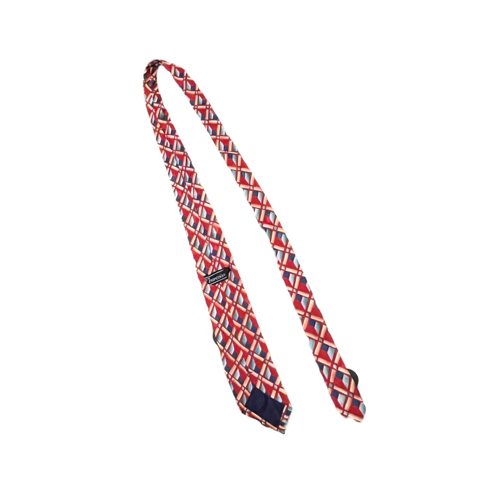 Vintage Francois Silk Hand Made Red and blue geometric vintage tie Size ONE SIZE - 3 Thumbnail