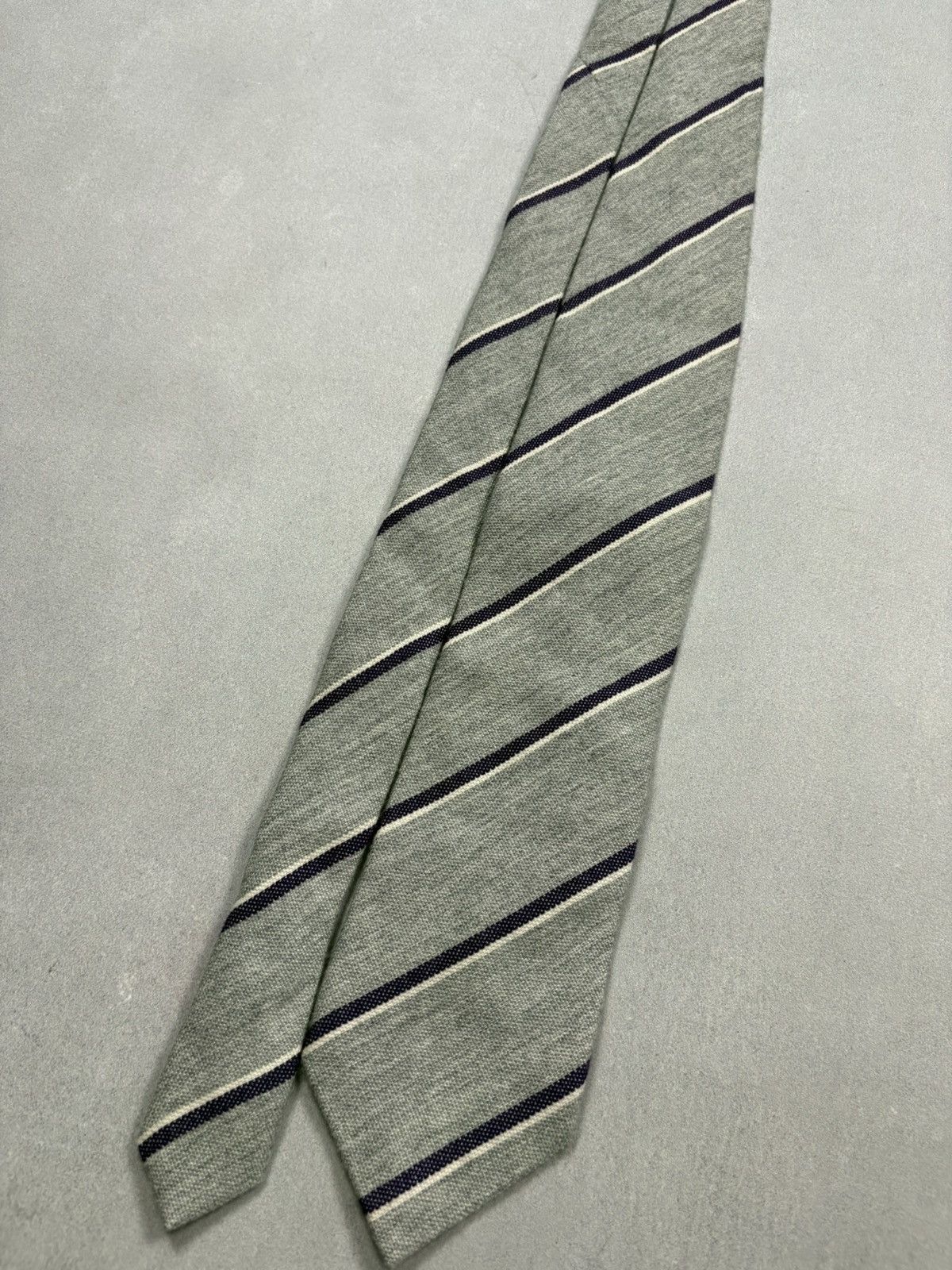 RODA Roda Cashmere Striped Tie Grey Purple 100% Cashmere Italy Size ONE SIZE - 3 Thumbnail