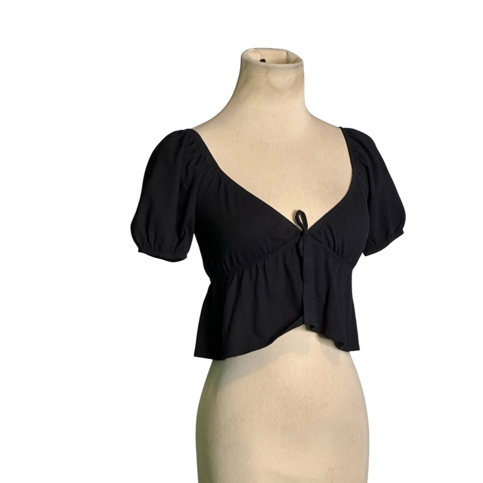 Aritzia Sunday Best black cotton front tie crop blouse size 2XS Size XXS / US 00 / IT 34 - 11 Thumbnail