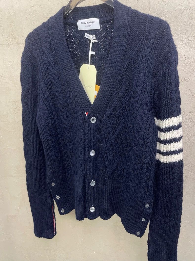 Thom Browne Thom browne Dark blue four-striped thick wool horsehair car Size US M / EU 48-50 / 2 - 4 Thumbnail