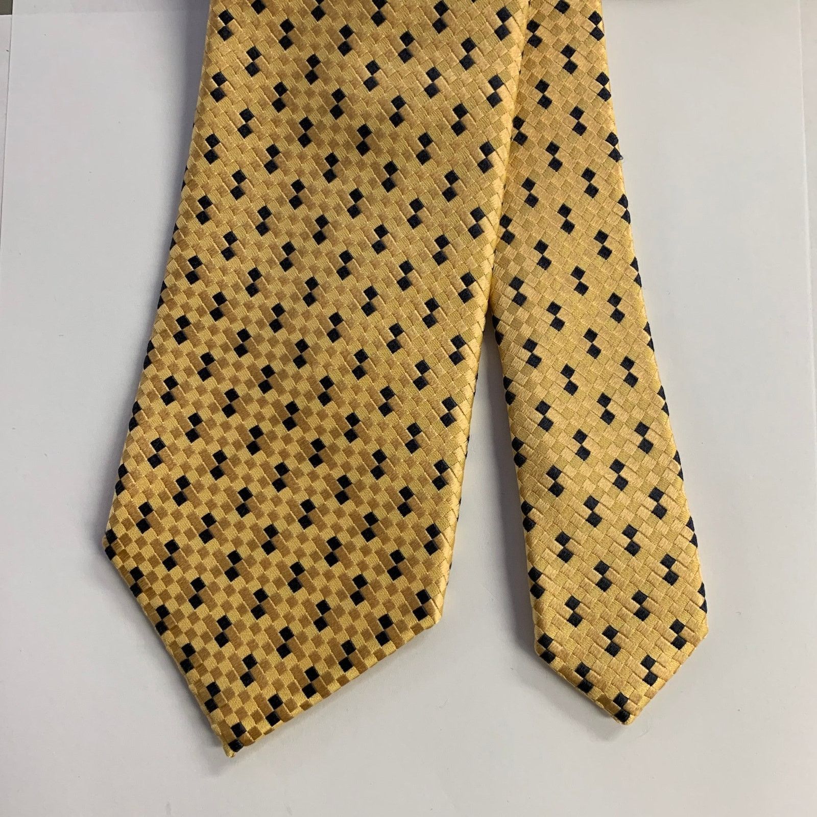 Ermenegildo Zegna ERMENEGILDO ZEGNA One Size Yellow Black Silk Tie Size ONE SIZE - 1 Thumbnail