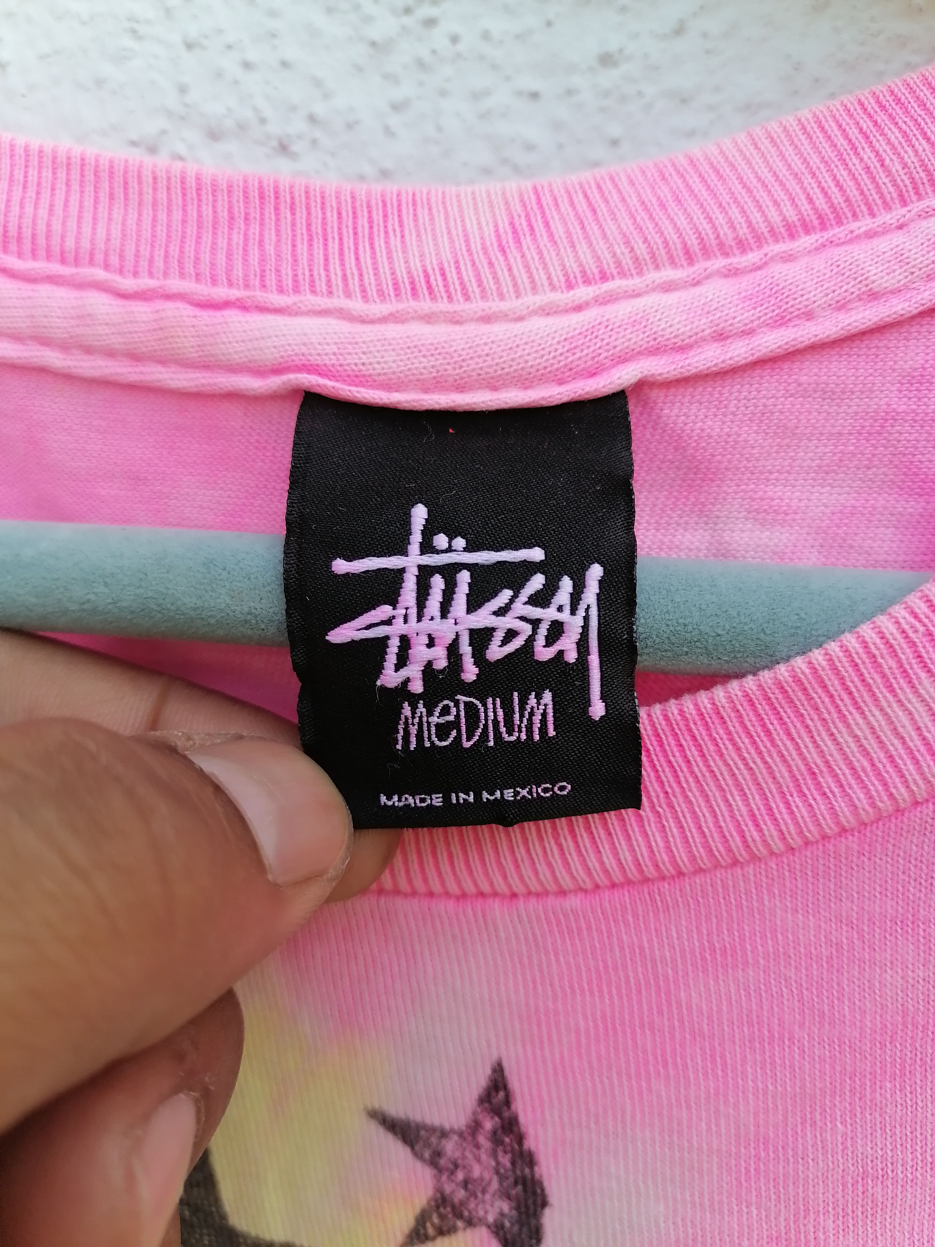 Stussy × Vintage Vintage Stussy Pink Classic College Tie Dye T-shirt Size US S / EU 44-46 / 1 - 5 Thumbnail