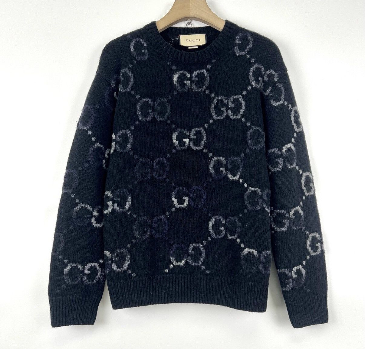 Gucci Gucci Black Gradient GG Monogram Wool Sweater K12 Size US L / EU 52-54 / 3 - 1 Thumbnail