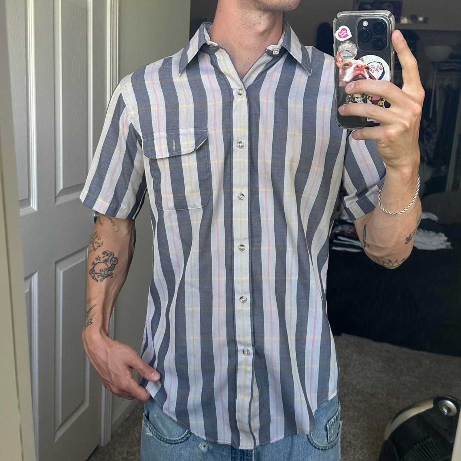 Vintage Vintage 80s Light Plaid Button Up Short Sleeve Shirt Size US M / EU 48-50 / 2 - 8 Thumbnail