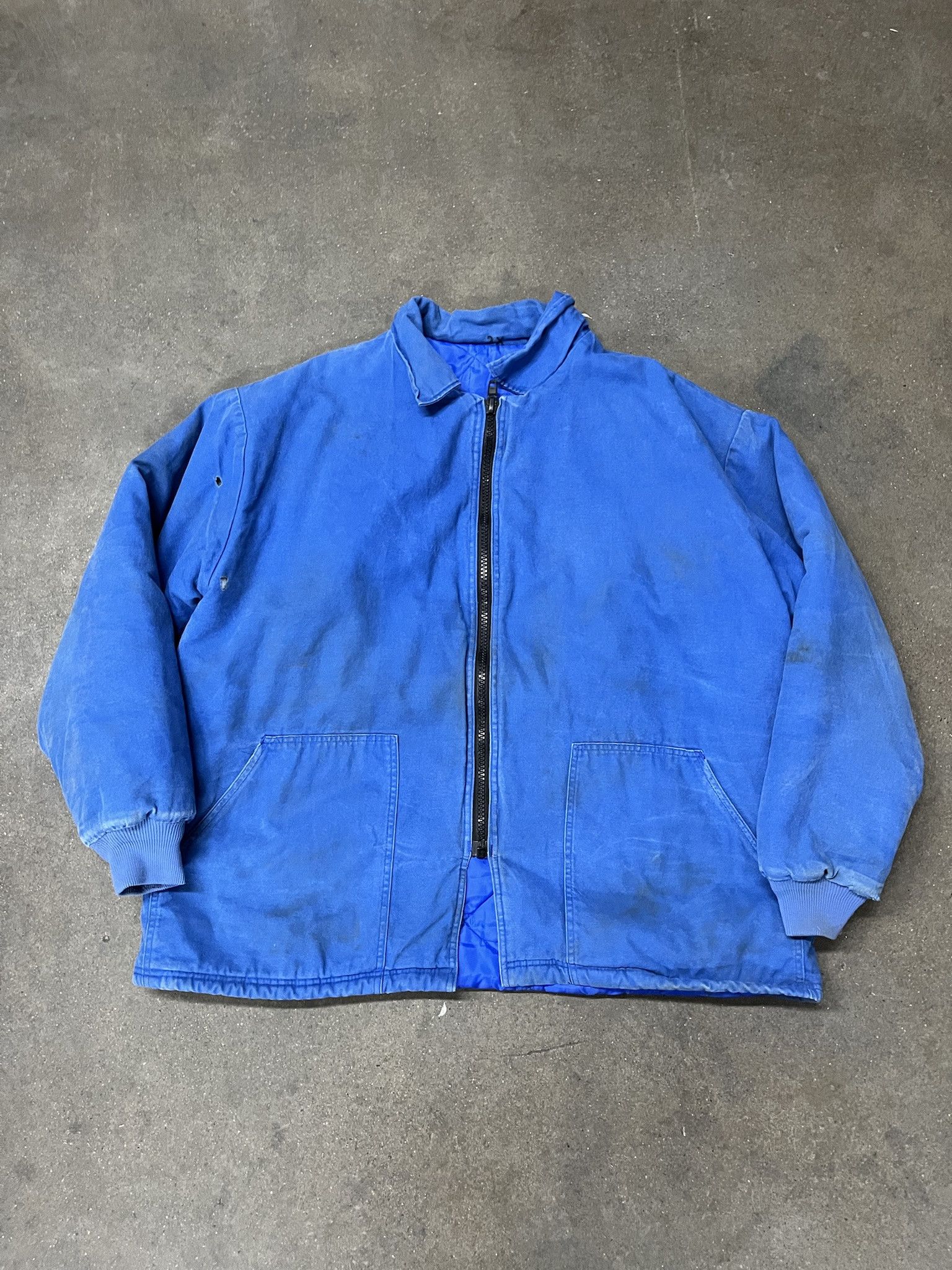 Vintage 1990s Blue Canvas Carhartt Style Padded Work Jacket Size XXL
