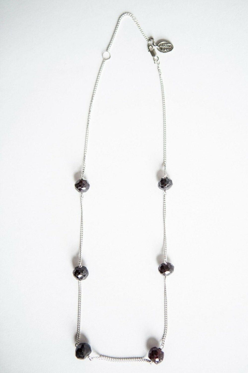 Designer Victorian Rose Cut Garnet Beaded Sterling Silver Necklace Size ONE SIZE - 1 Thumbnail