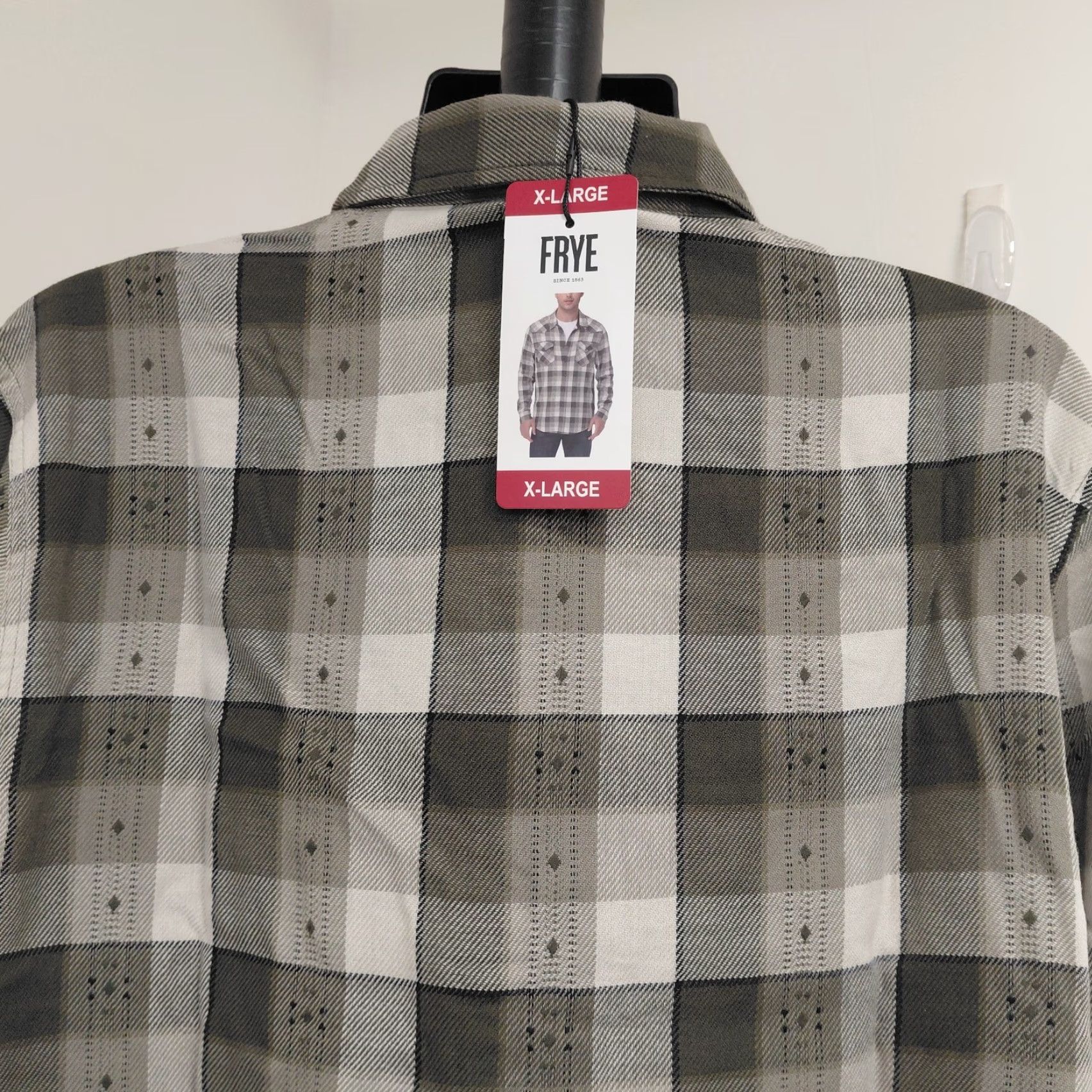 Frye Frye Jacquard Flannel Shirt Men XL Dusty Green Long Sleeve Button Up Size US XL / EU 56 / 4 - 7 Thumbnail