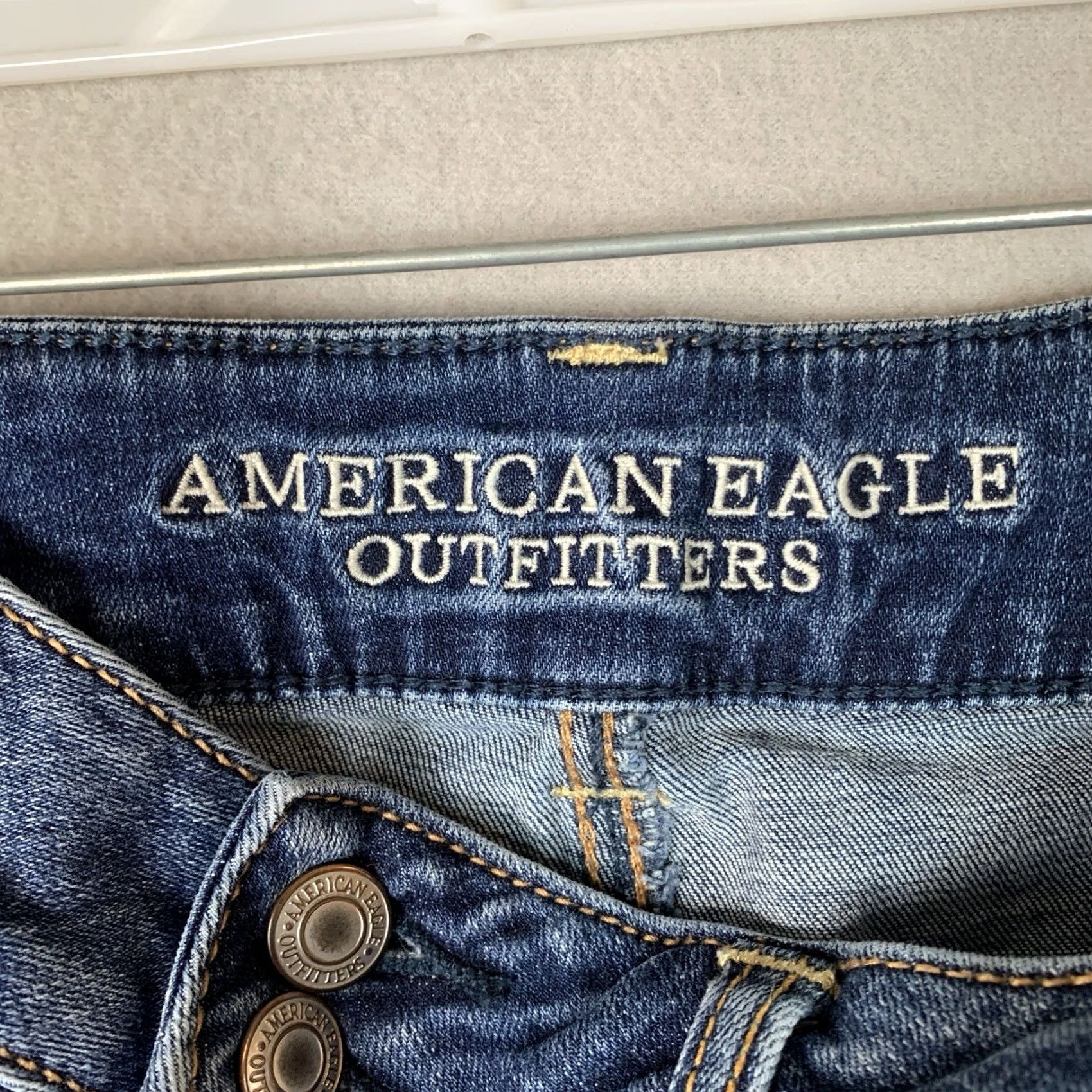 Vintage VINTAGE American Eagle Jeans Womens 10 Long Blue Artist Flare 90s Bohemian Hipster Retro Y2K Festival College City School Jeans Womens Size 32" / US 10 / IT 46 - 3 Thumbnail