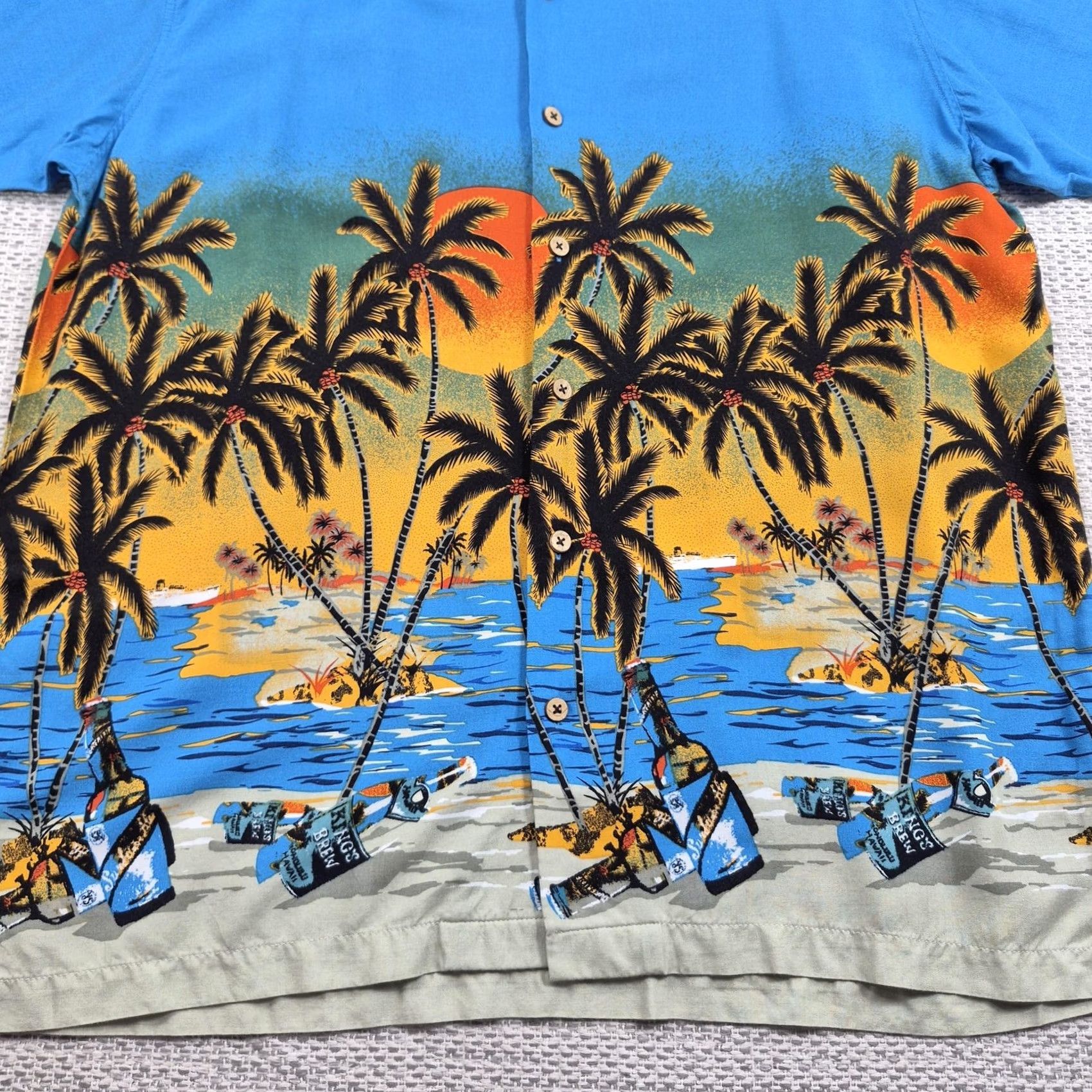 Cherokee Cherokee Button Up Shirt Mens Large Waikiki Hawaiian Sunset Aloha Short Sleeve Blue 80s 90s Beach Tropical Shirt Mens L Size US L / EU 52-54 / 3 - 4 Thumbnail