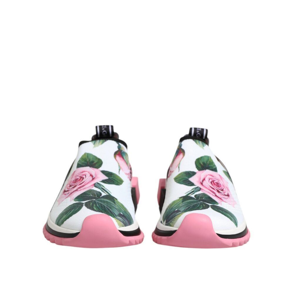 Dolce & Gabbana Dolce & Gabbana White Rose Print Sorrento Sneakers Shoes Size US 6 / IT 36 - 2 Thumbnail