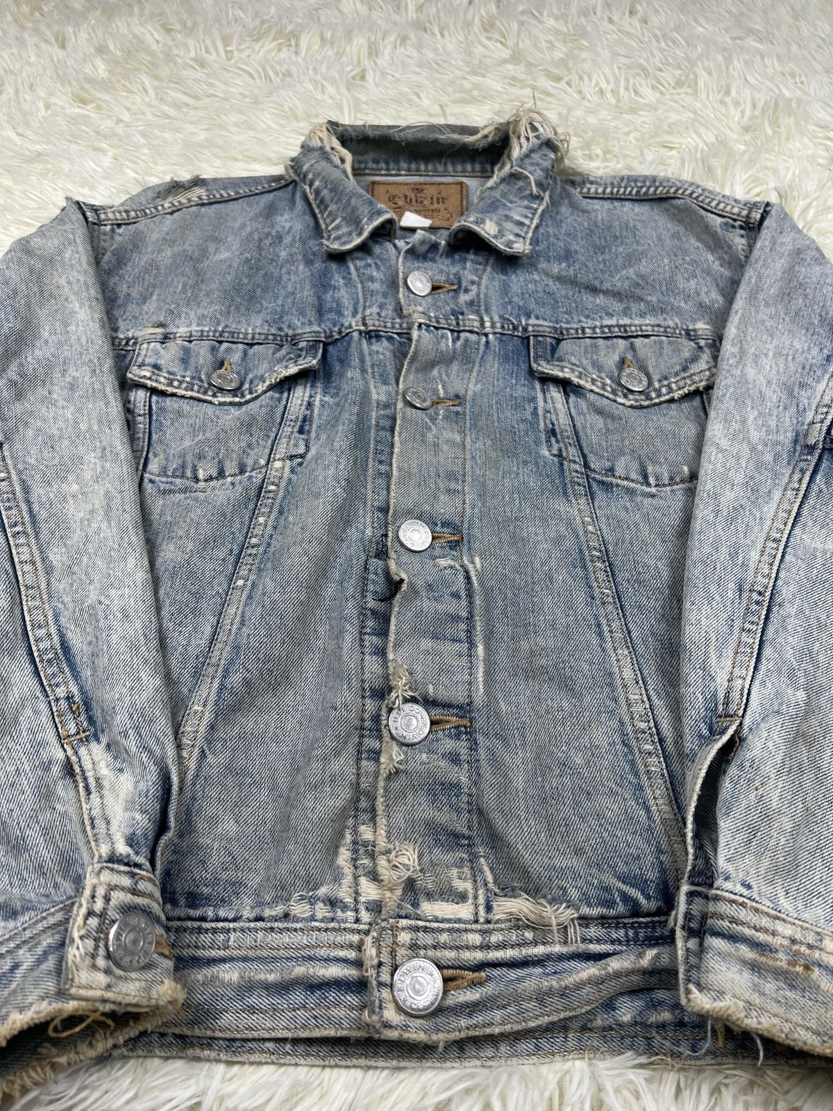 Edwin Vintage Edwin Faded Distressed Denim Jacket Size US L / EU 52-54 / 3 - 3 Thumbnail