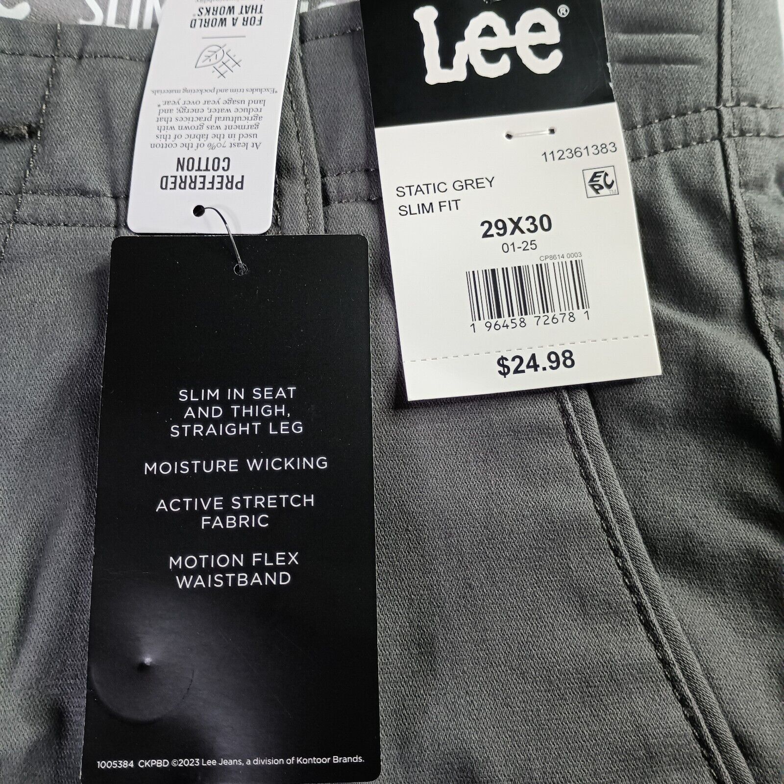 Lee Lee Chino Motion Flex Waistband Pants Men's 29x30 Gray Slim Size US 29 - 4 Thumbnail
