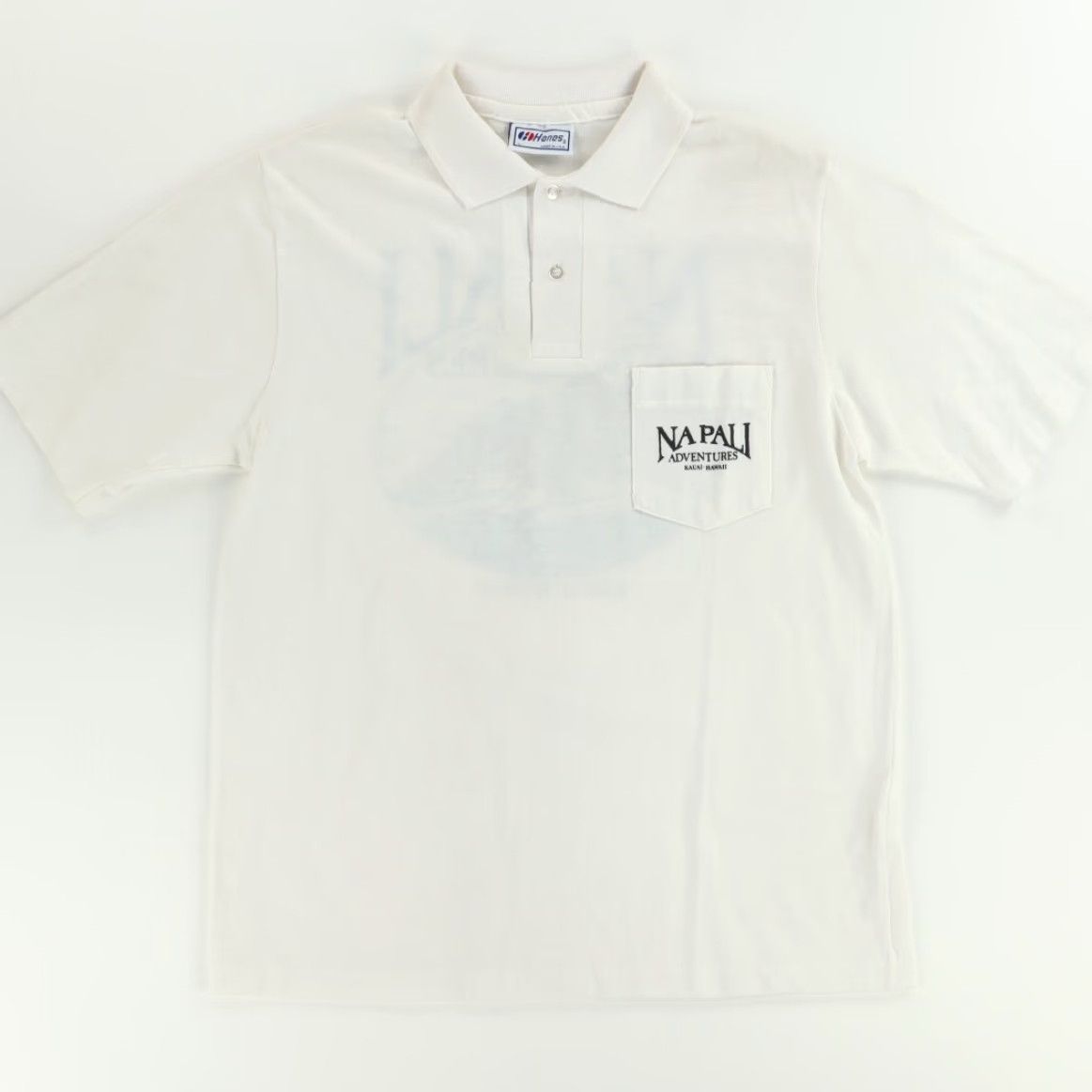 Hanes VINTAGE Hanes Napali Hawaii Solid Polo Shirt White Men L Size US L / EU 52-54 / 3 - 3 Thumbnail