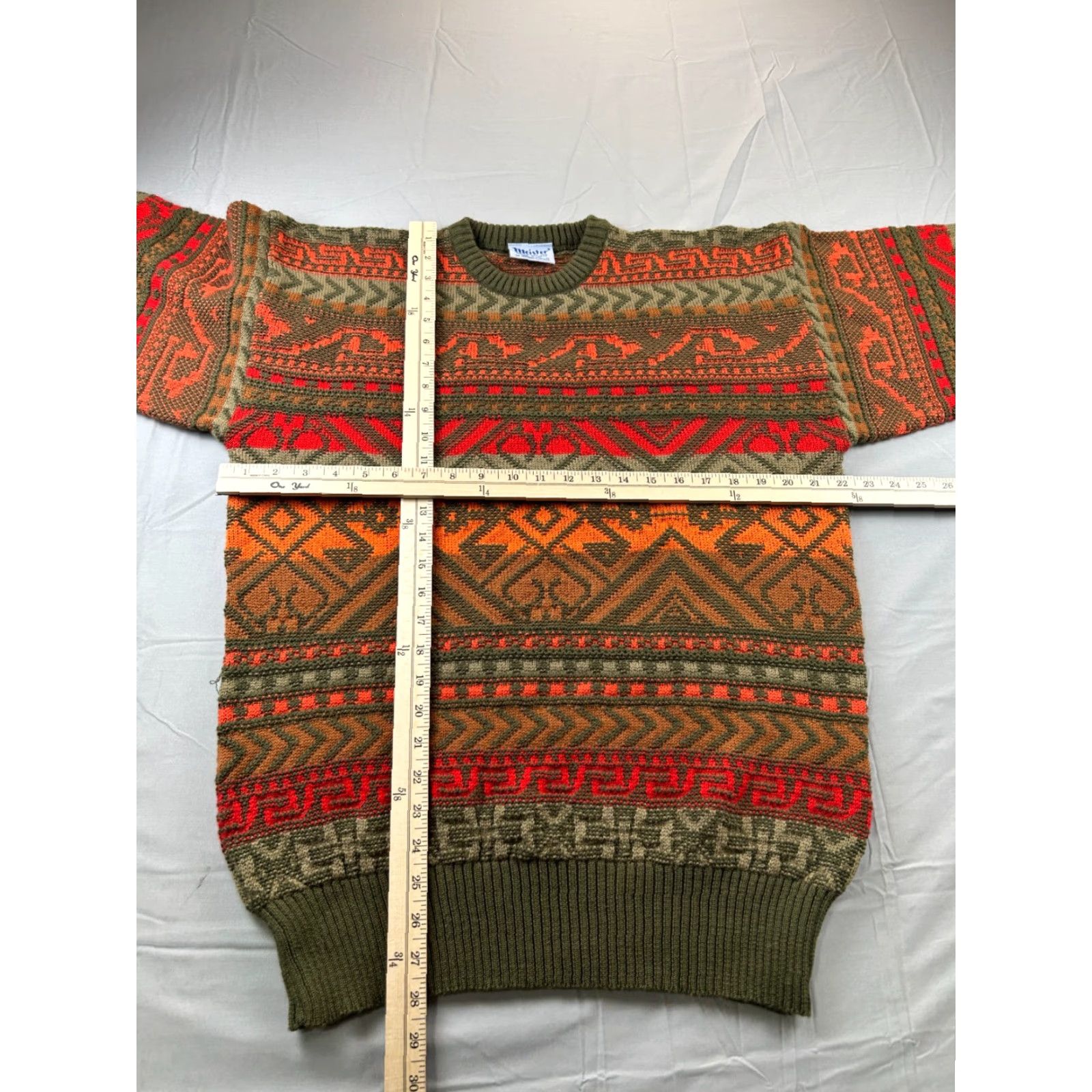 Vintage VINTAGE MEISTER Sweater Mens XL Green Orange Geometric Aztec Knit Pullover Size US XL / EU 56 / 4 - 4 Thumbnail