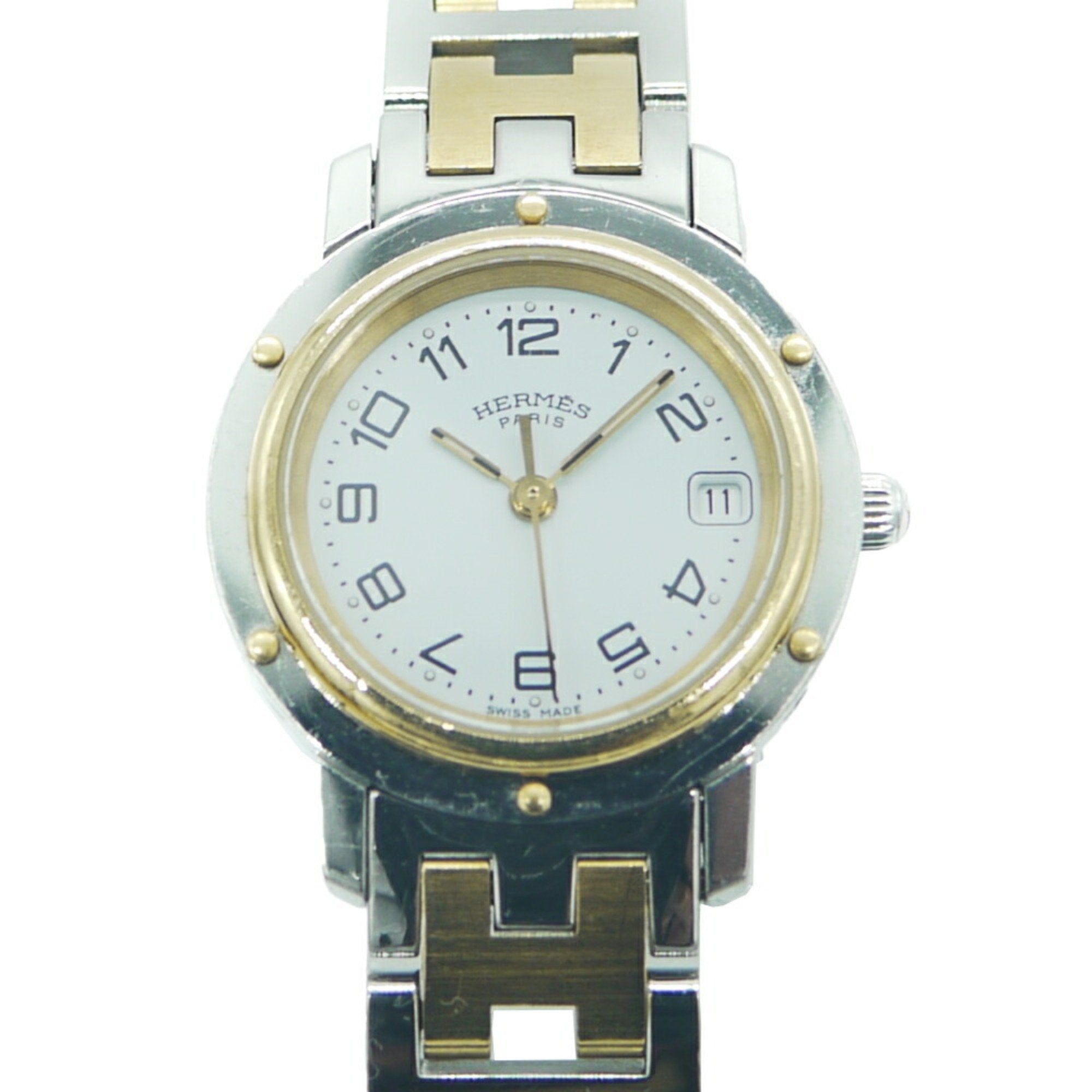 image of Hermes Clipper Watch Cl4.220 Quartz White Dial Ladies Y03005 in Silver, Women's