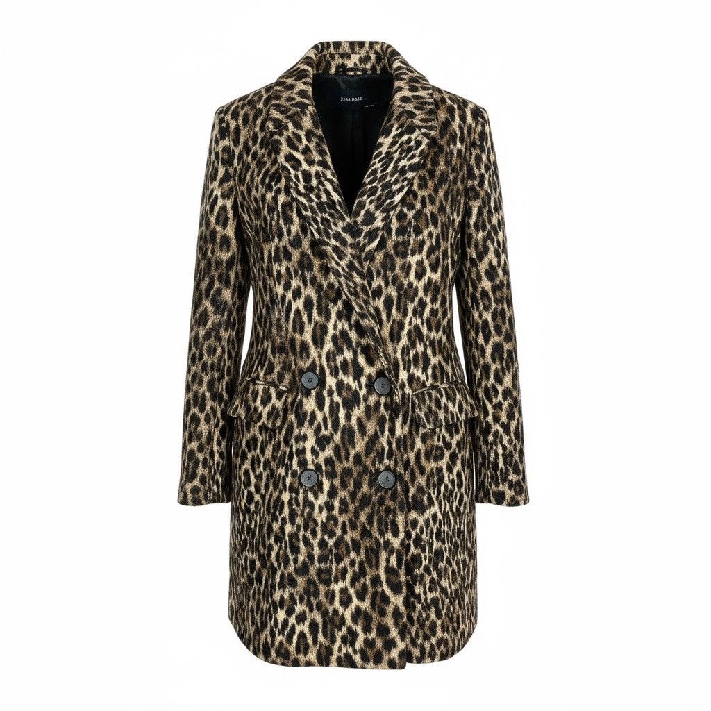 Zara Rare‼️ ZARA Leopard Print Jacquard Coat Size S / US 4 / IT 40 - 2 Thumbnail