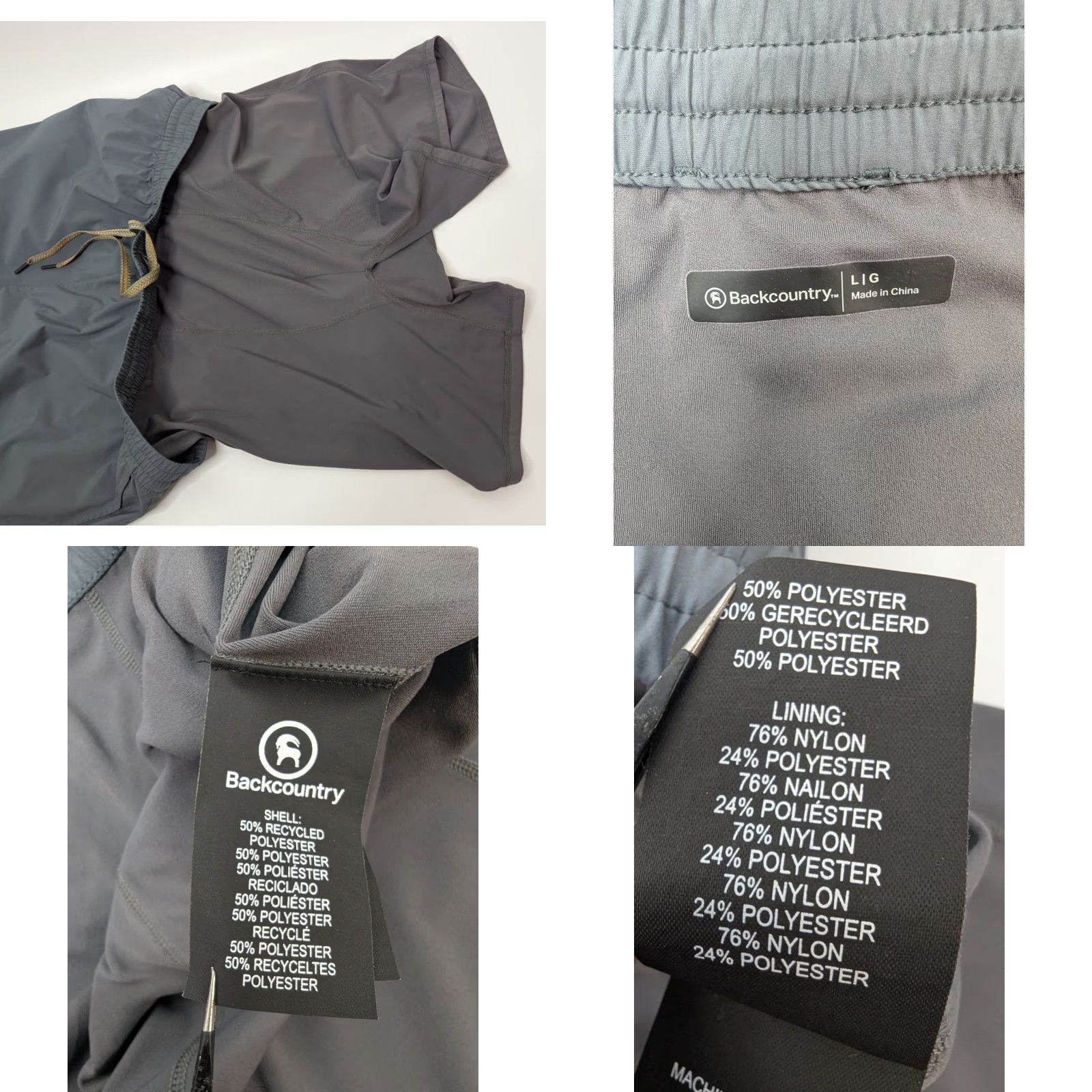 Vintage Backcountry 7In Lined Running Shorts Turbulence Mens Large Grey Polyester Athletic Drawstring Pockets Size US 33 - 8 Thumbnail