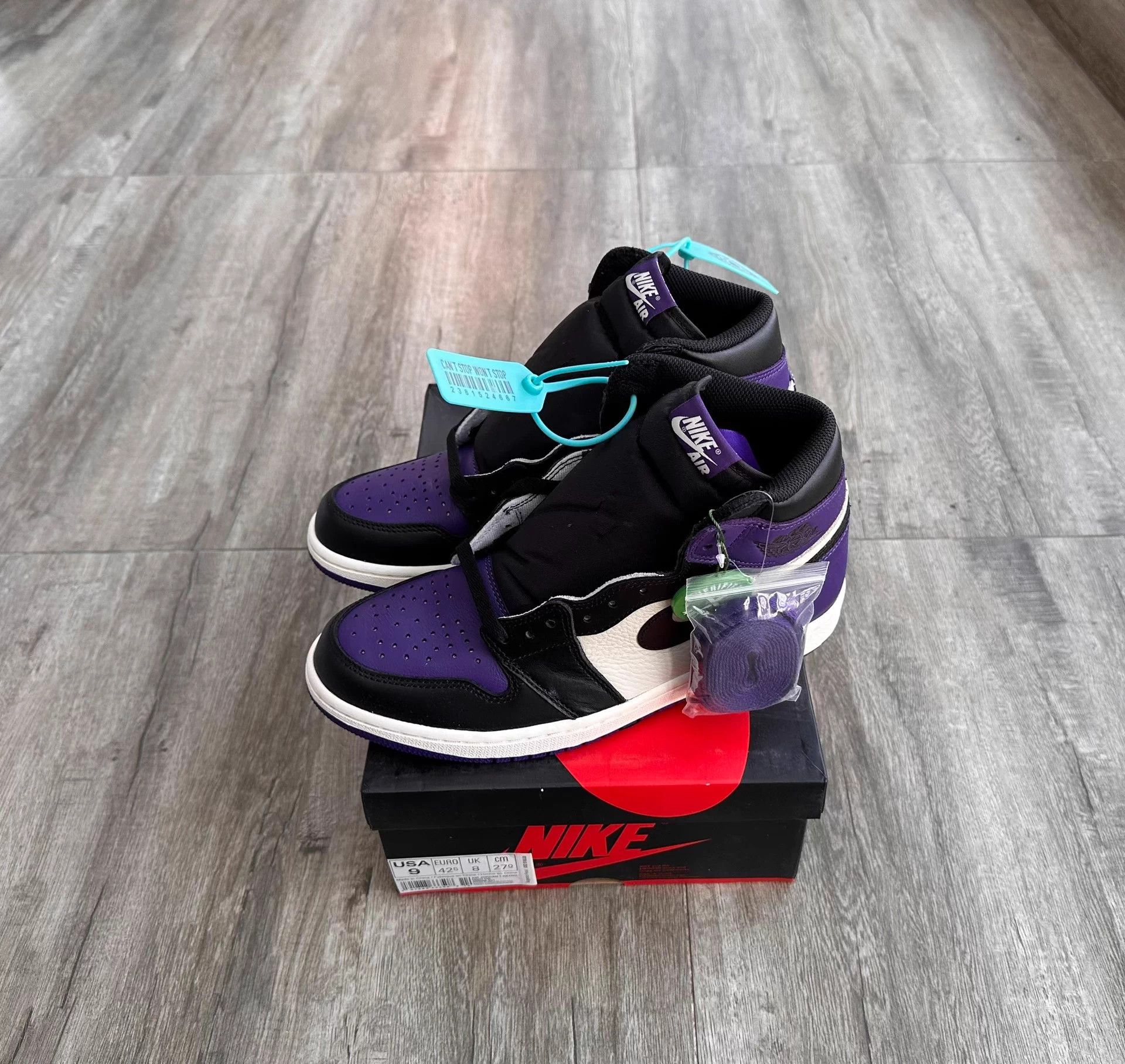 Nike Jordan 1 High Court Purple Black Purple Toe 42.5 Size US 9.5 / EU 42-43 - 2 Thumbnail