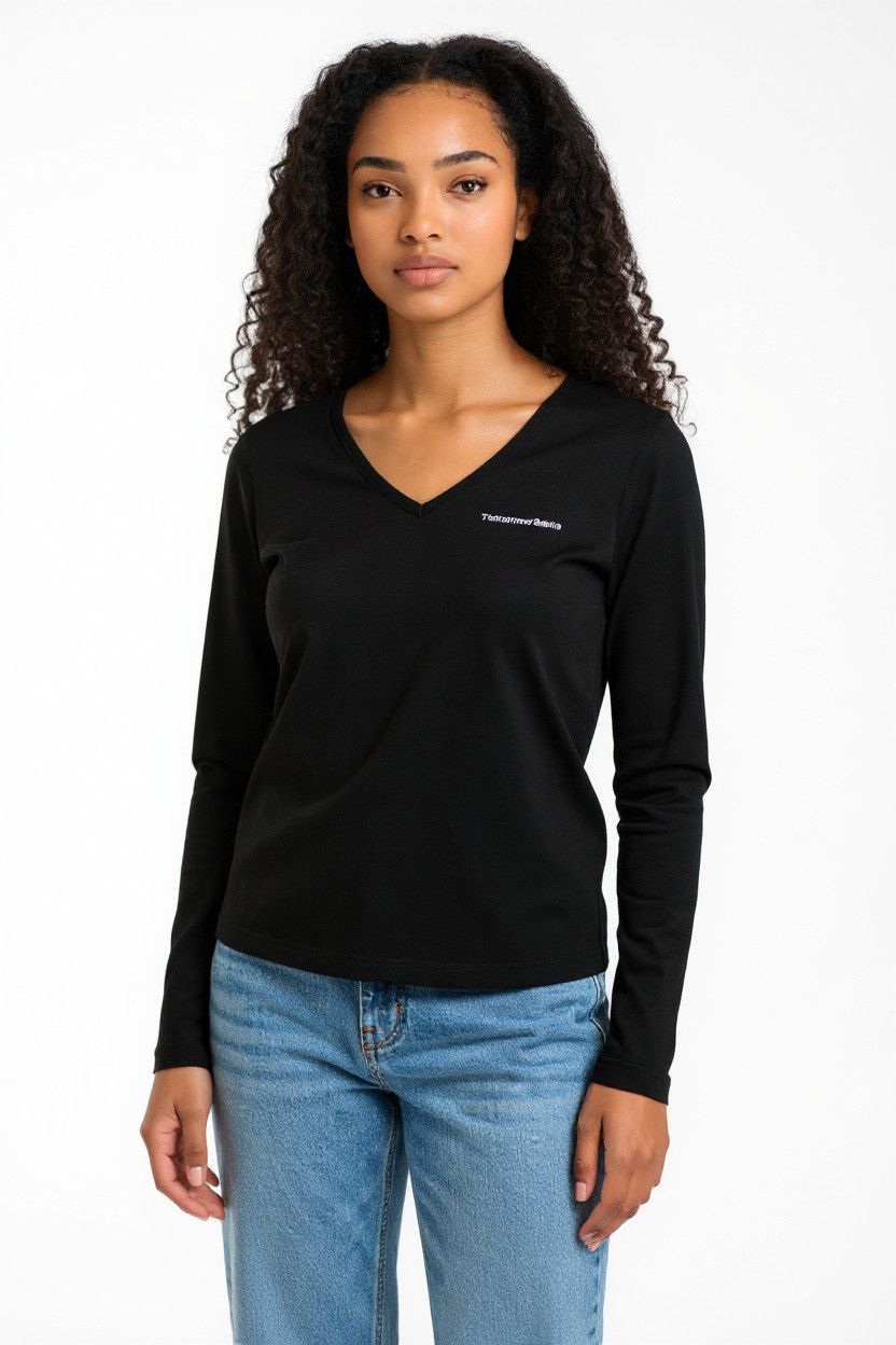 Other T-TU LADY XS Black Cotton V-Neck T-Shirt 75723 Size XS / US 0-2 / IT 36-38 - 10 Thumbnail
