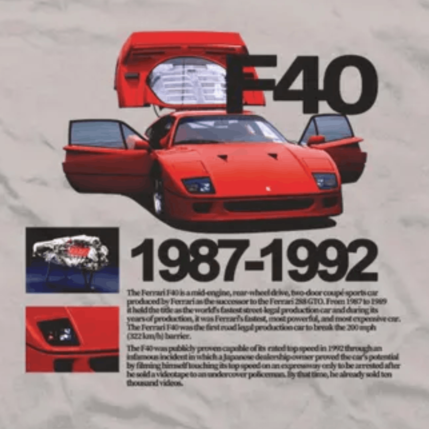 Japanese Brand × Vintage F-40 Graphic T-Shirt, 90's Car Shirt, Racing Shirt Size US L / EU 52-54 / 3 - 2 Thumbnail