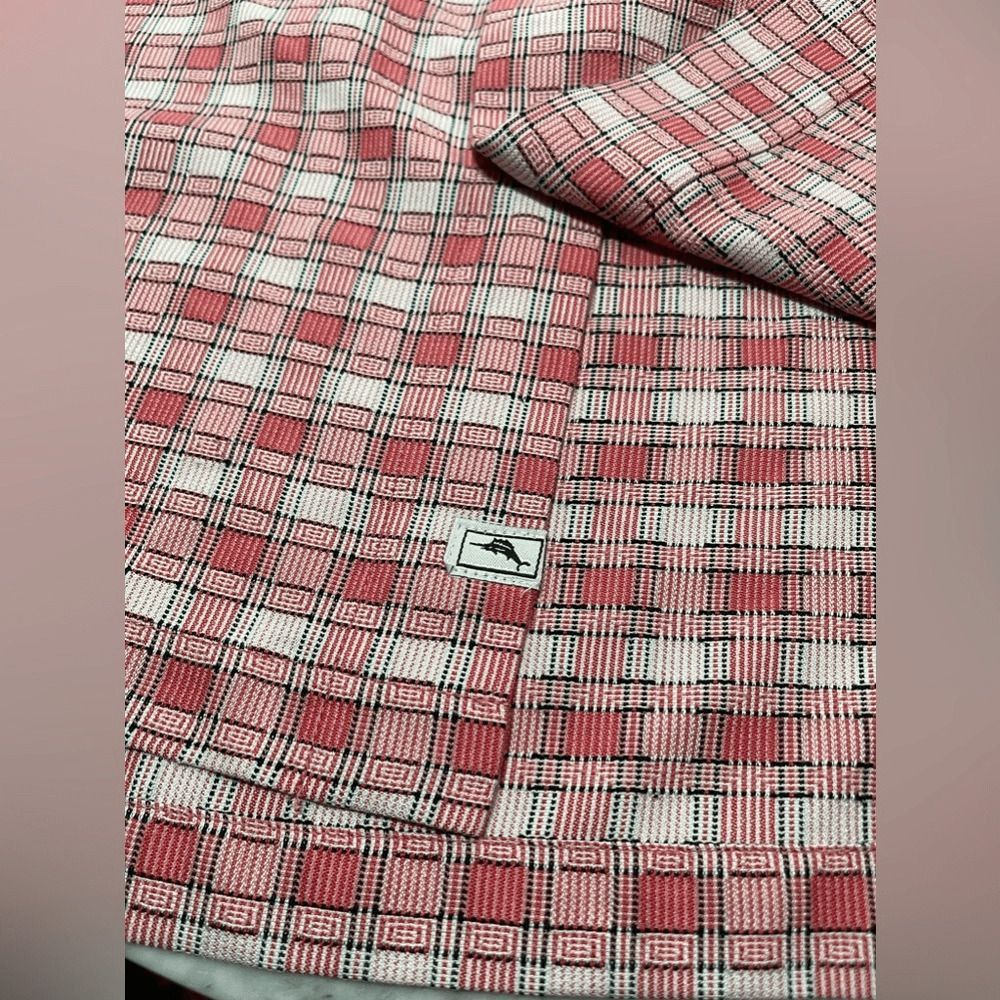 Tommy Bahama Tommy Bahama red white black woven Plaid Camp Shirt 100% Sil Size US L / EU 52-54 / 3 - 6 Thumbnail