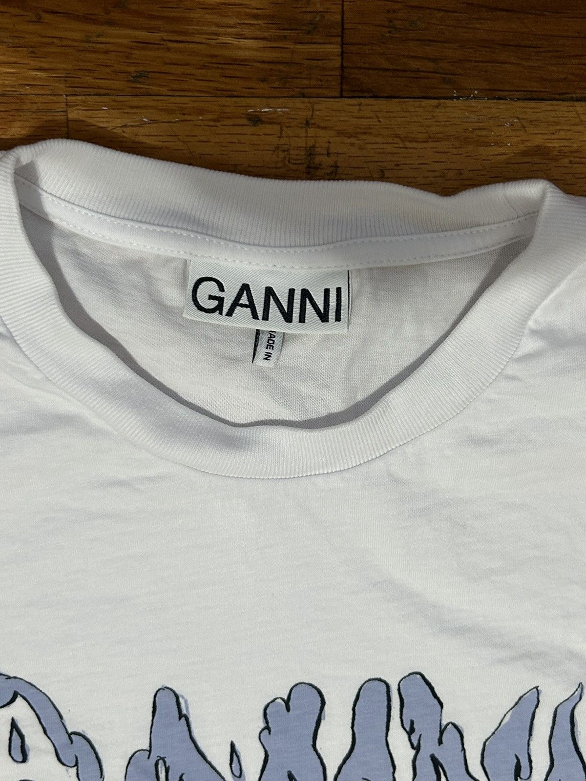 Ganni GANNI rose cat basic jersey relaxed t shirt Size L / US 10 / IT 46 - 3 Thumbnail