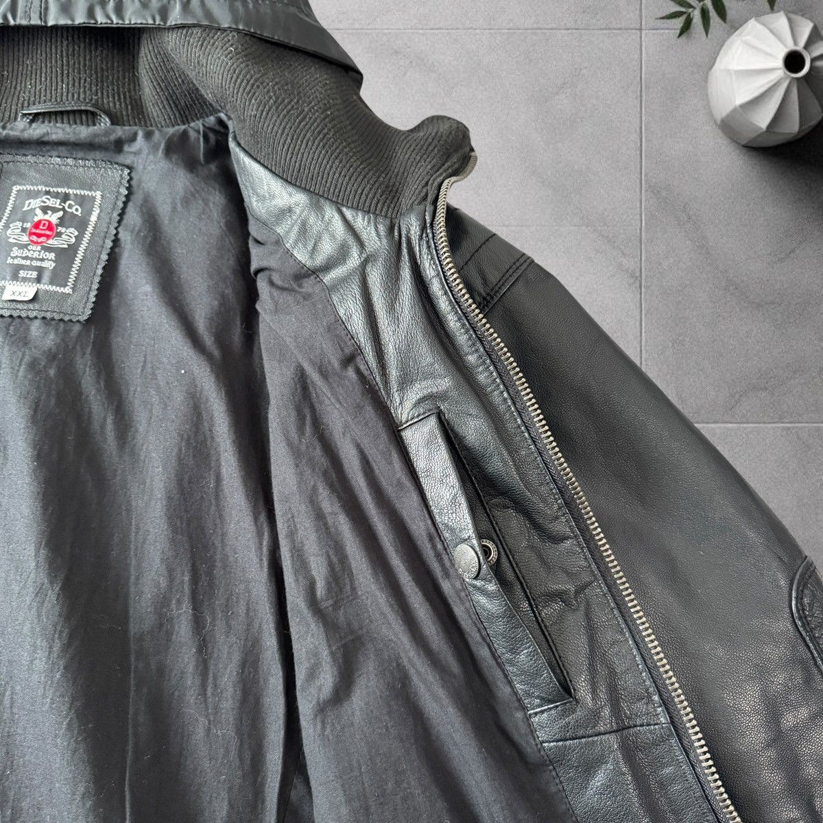 Diesel Diesel Leather Jacket Model J-BO-2 Black Biker Avirex Style Size US XXL / EU 58 / 5 - 4 Thumbnail