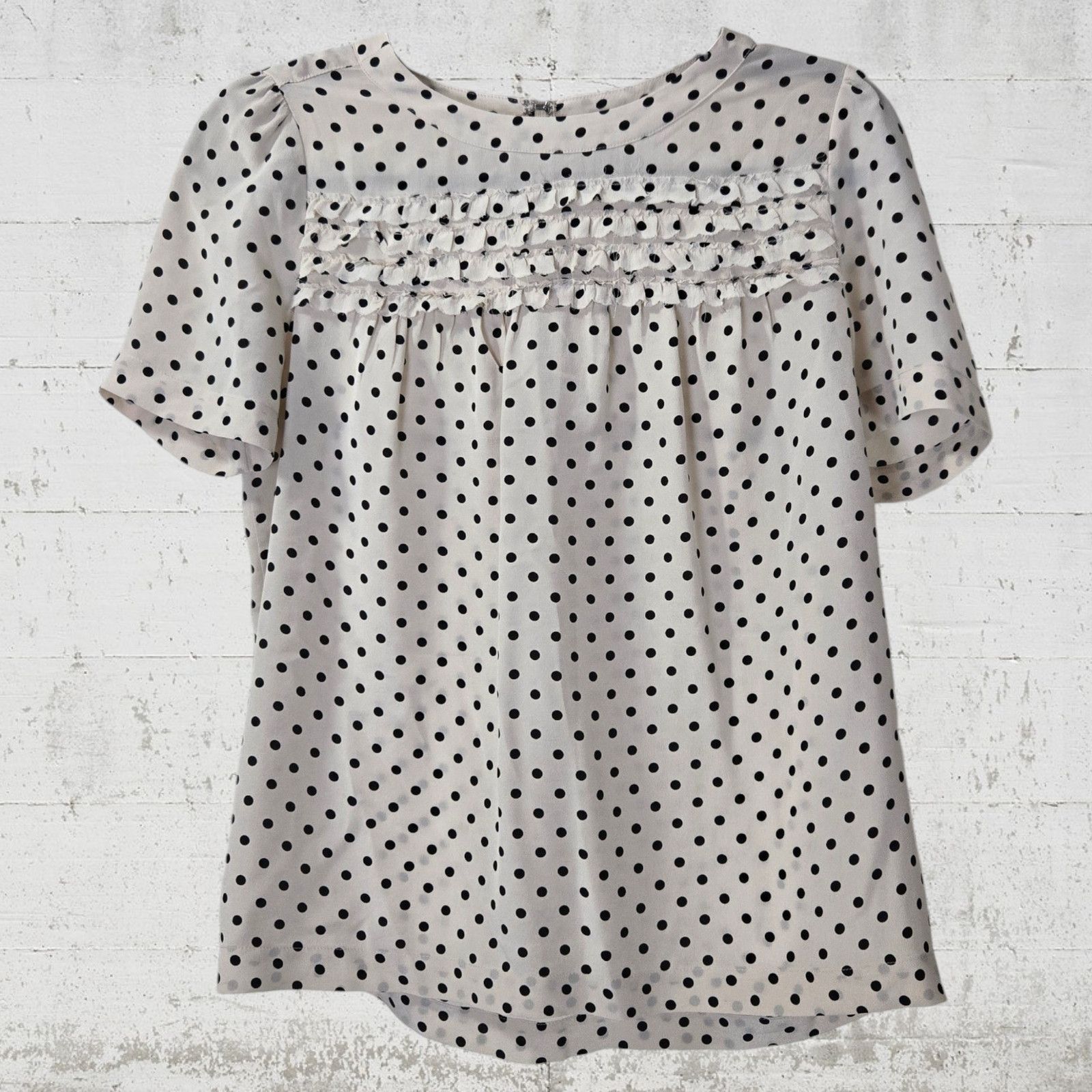 Madewell Madewell Silk Polka Dot Ruffle Blouse Size XS Size XS / US 0-2 / IT 36-38 - 9 Thumbnail