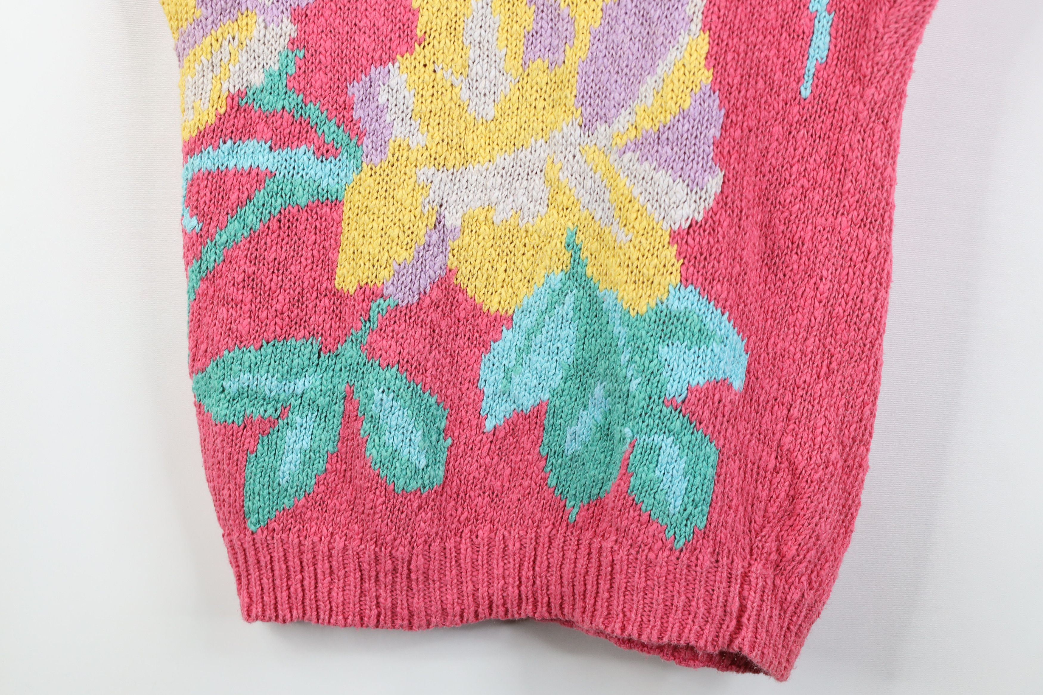 Vintage Vintage 70s 80s Streetwear Abstract Flower Knit Sweater Size M / US 6-8 / IT 42-44 - 3 Thumbnail