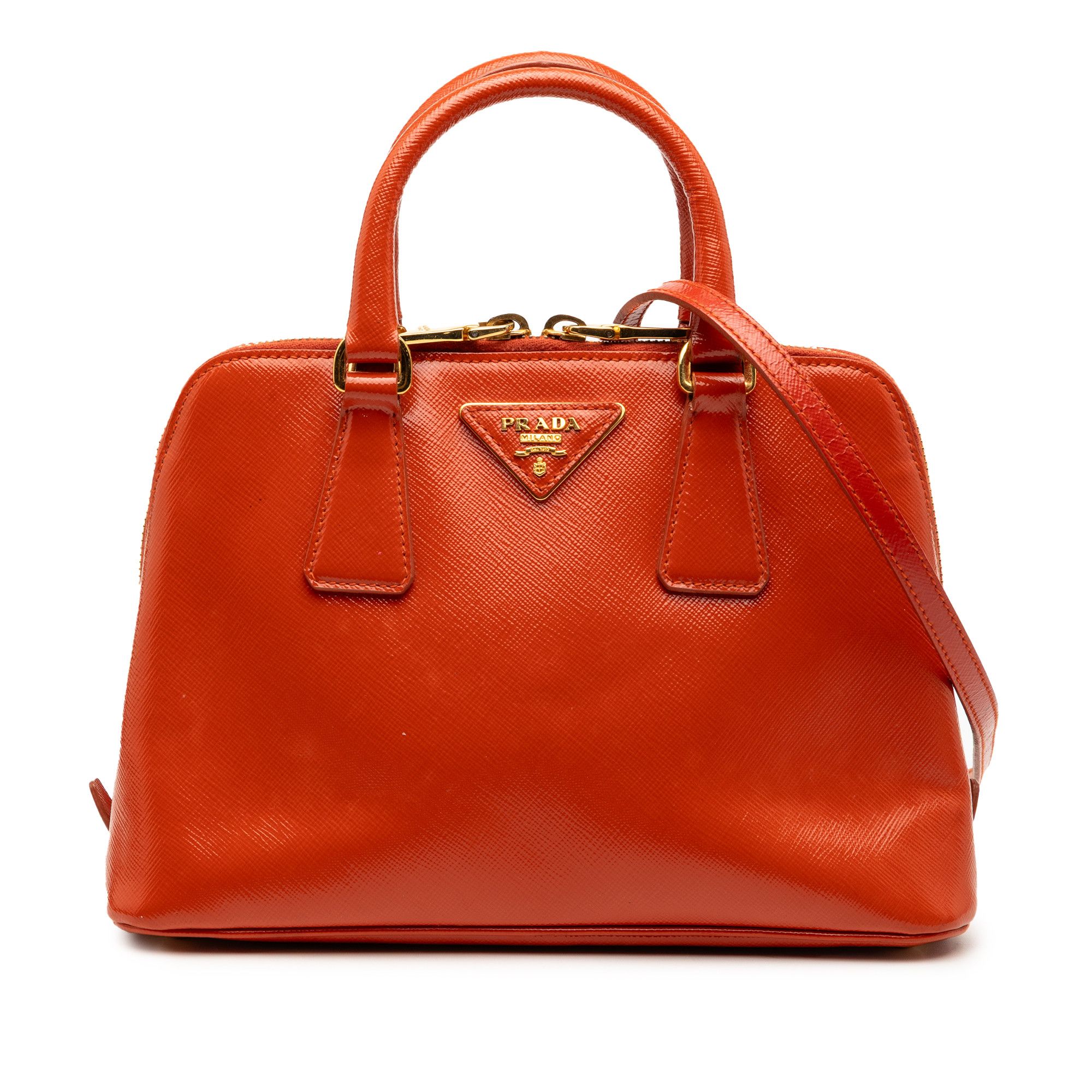 Prada Prada Small Saffiano Vernice Promenade Satchel Size ONE SIZE - 1 Thumbnail