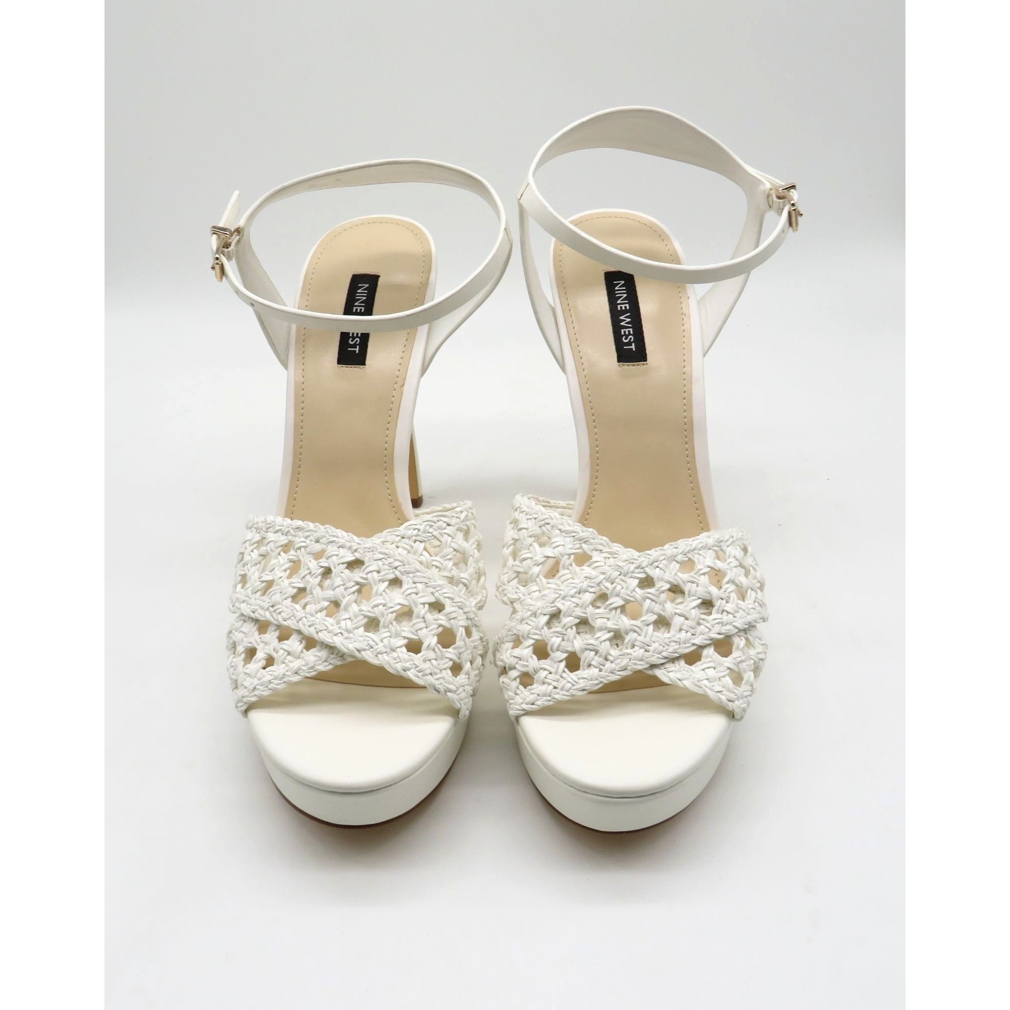 Nine West Nine West Grecia2 White Woven Ankle Strap High Heel Sandals Size US 10 / IT 40 - 3 Thumbnail