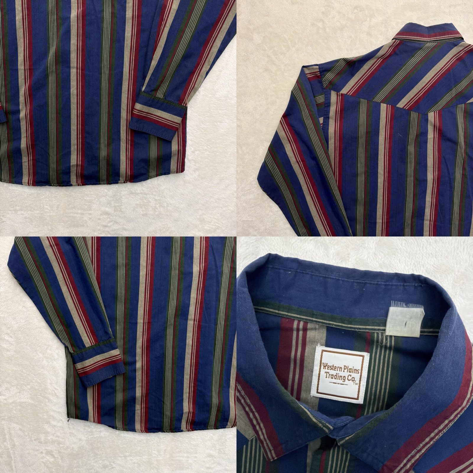 CO Western Plains Trading Co Shirt Mens 2XL Blue Striped Western Snap Long Sleeve Size US XXL / EU 58 / 5 - 9 Thumbnail