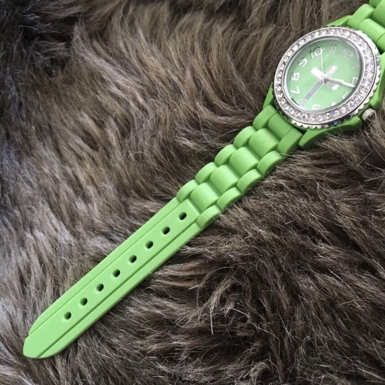 Geneva Ladies Geneva Platinum green silicone band watch Size ONE SIZE - 6 Thumbnail