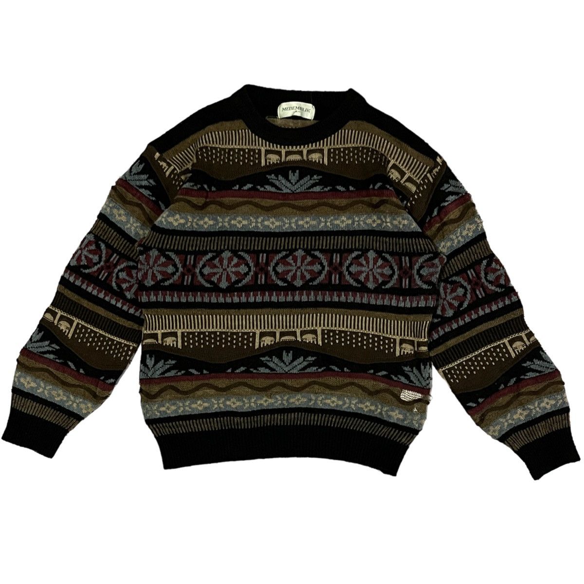 image of Cashmere Wool x Coloured Cable Knit Sweater Coogi Style Vintage Cable Knitwear, Men's (Size Small)