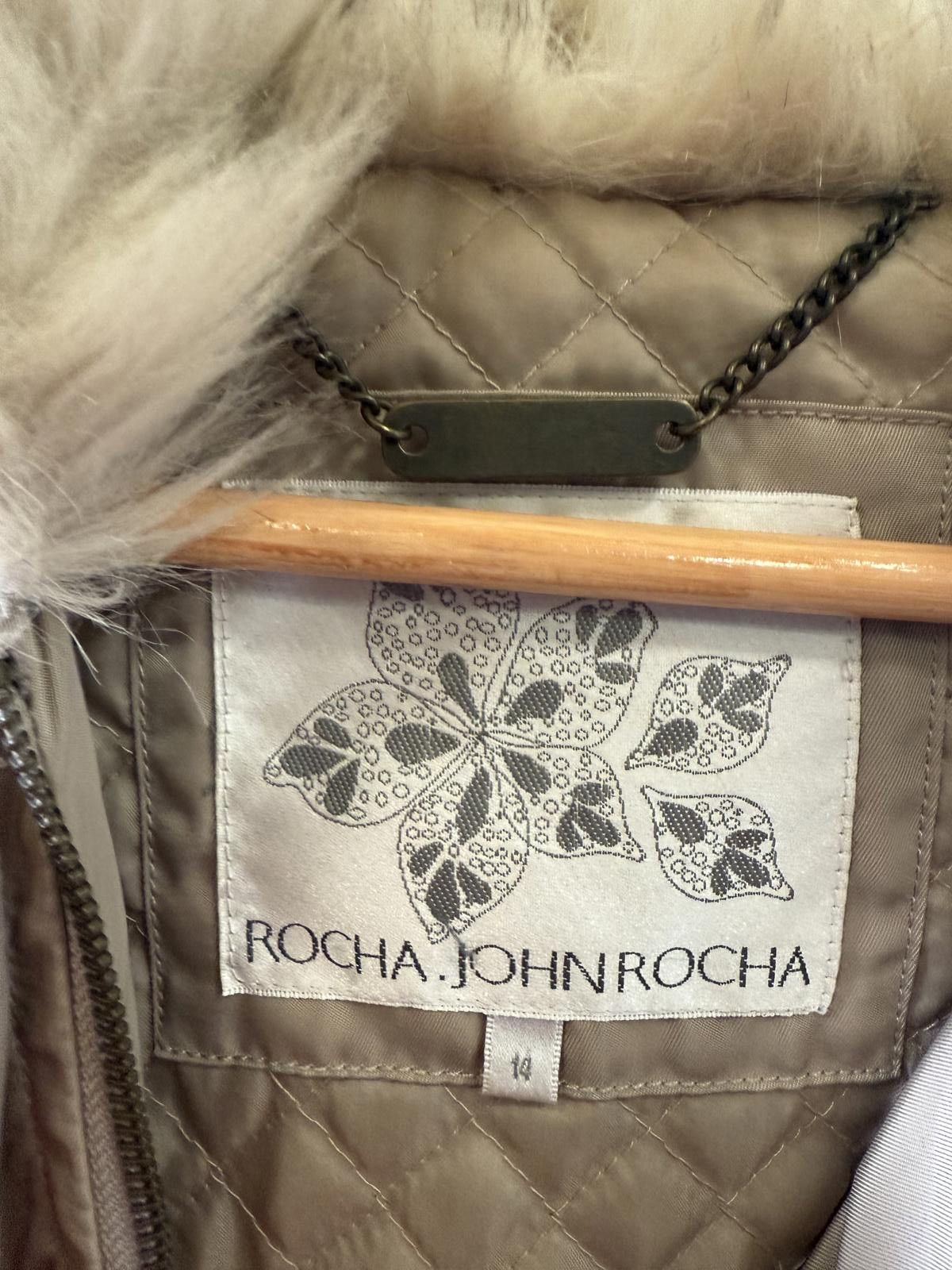 Designer John Rocha Women's Beige Quilted Coat with Faux Fur Hood Size ONE SIZE - 3 Thumbnail