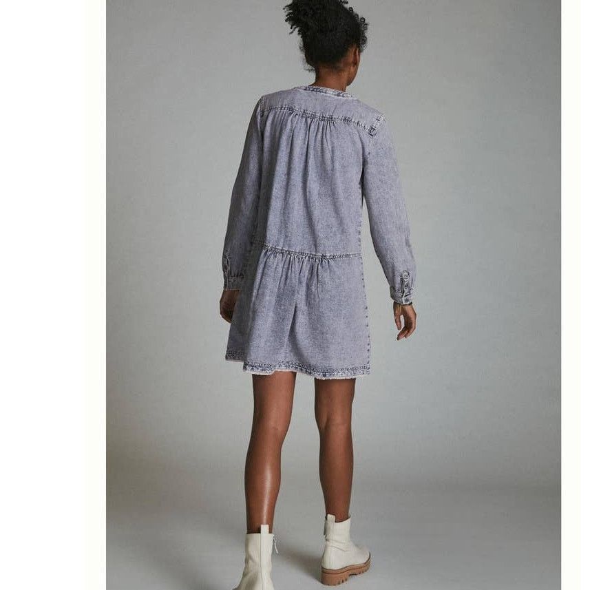Anthropologie PILCRO Lorelei Tunic Dress $148 SIZE 2 Lavender Henley Style Size XS / US 0-2 / IT 36-38 - 4 Thumbnail