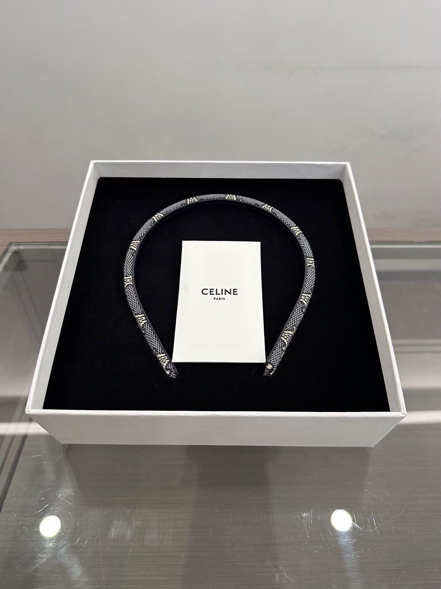 Celine Celine Triomphe Denim Logo Hair Hoop Size ONE SIZE - 1 Thumbnail