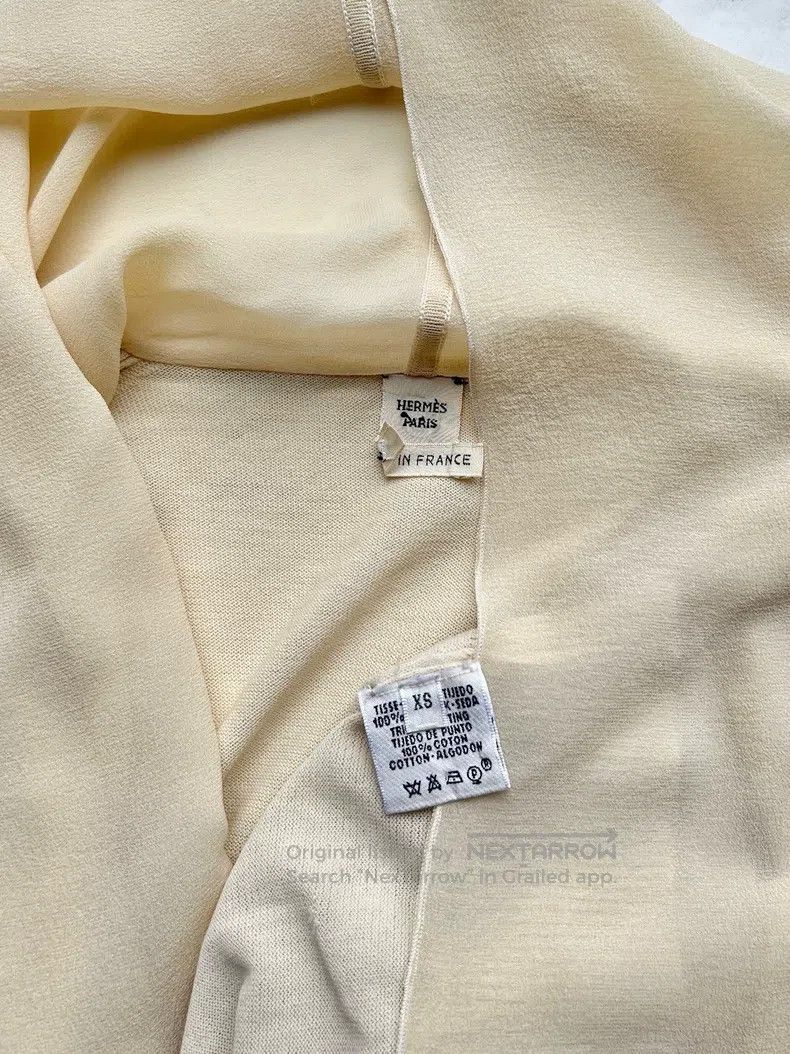 Hermes Hermes Scarf Decorated Knitted Cardigan, Cream Beige Cotto Size XS / US 0-2 / IT 36-38 - 6 Thumbnail
