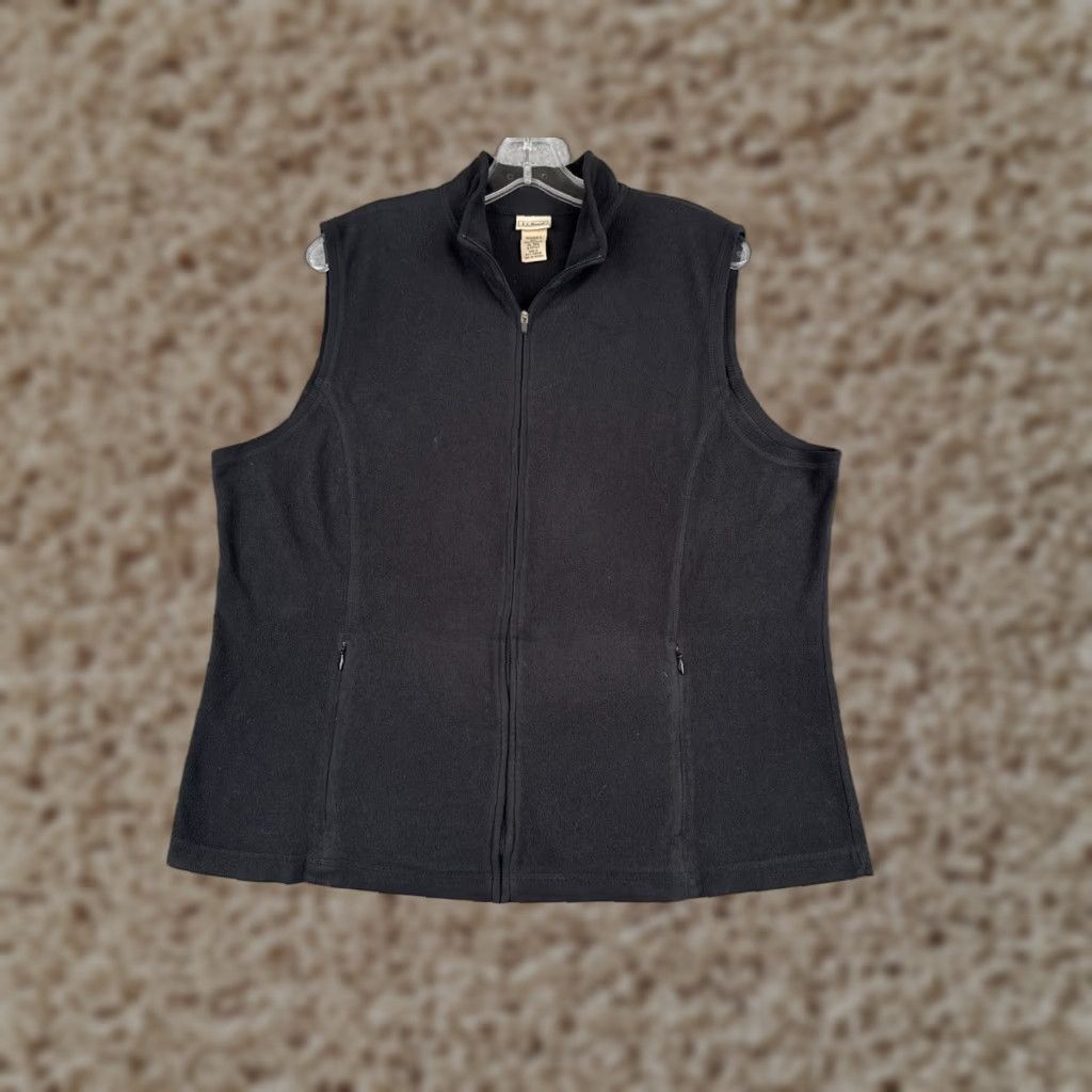 Vintage L.L. Bean Vest Womens Extra Large Black Full Zip Sleeveless Polyester Fleece Pockets Lined Outdoor Hike Womens Size XL / US 12-14 / IT 48-50 - 1 Thumbnail