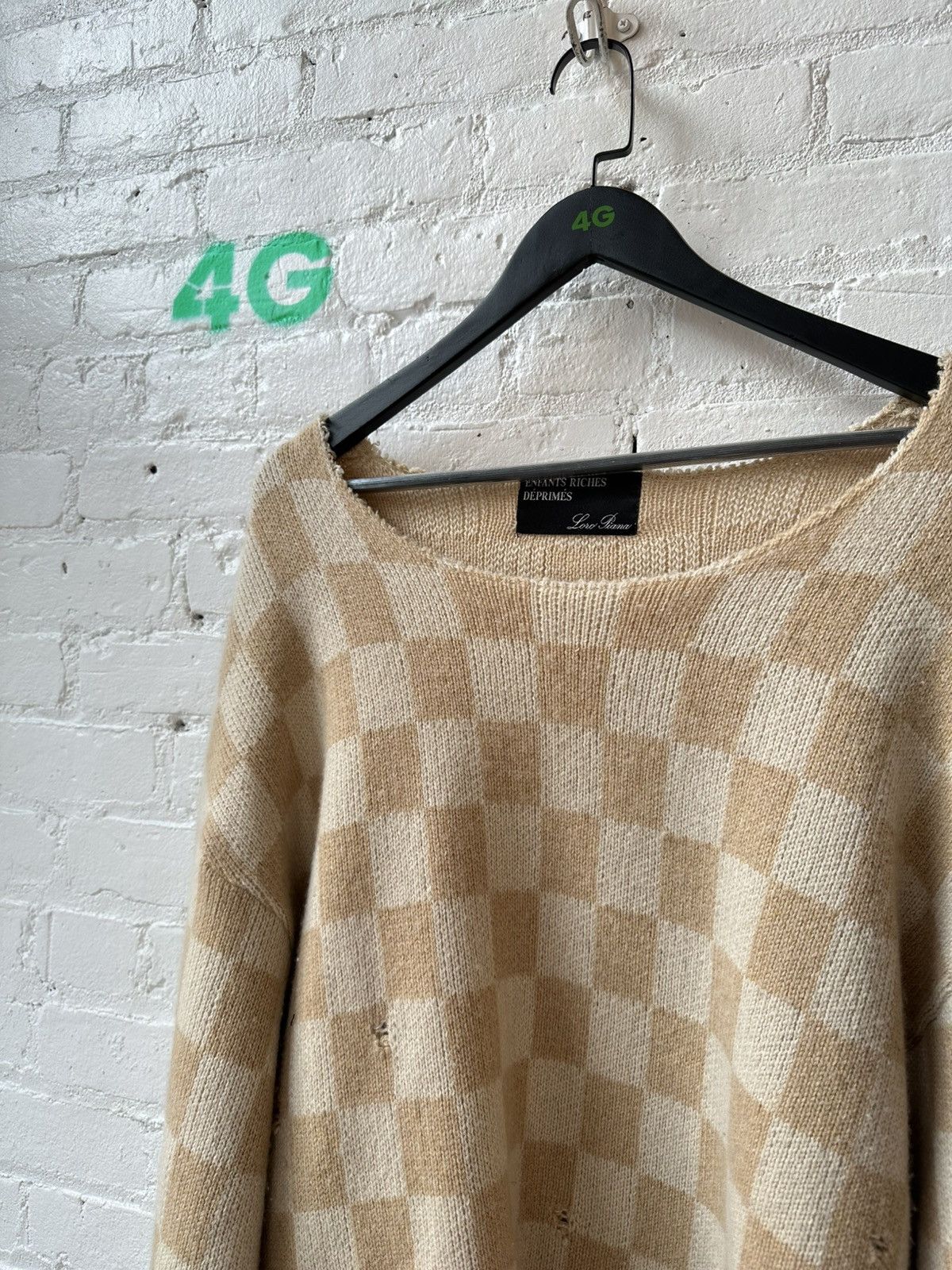 Enfants Riches Deprimes × Loro Piana ERD X LORO PIANA CHECKARD THRASHED SWEATER Size US L / EU 52-54 / 3 - 2 Thumbnail