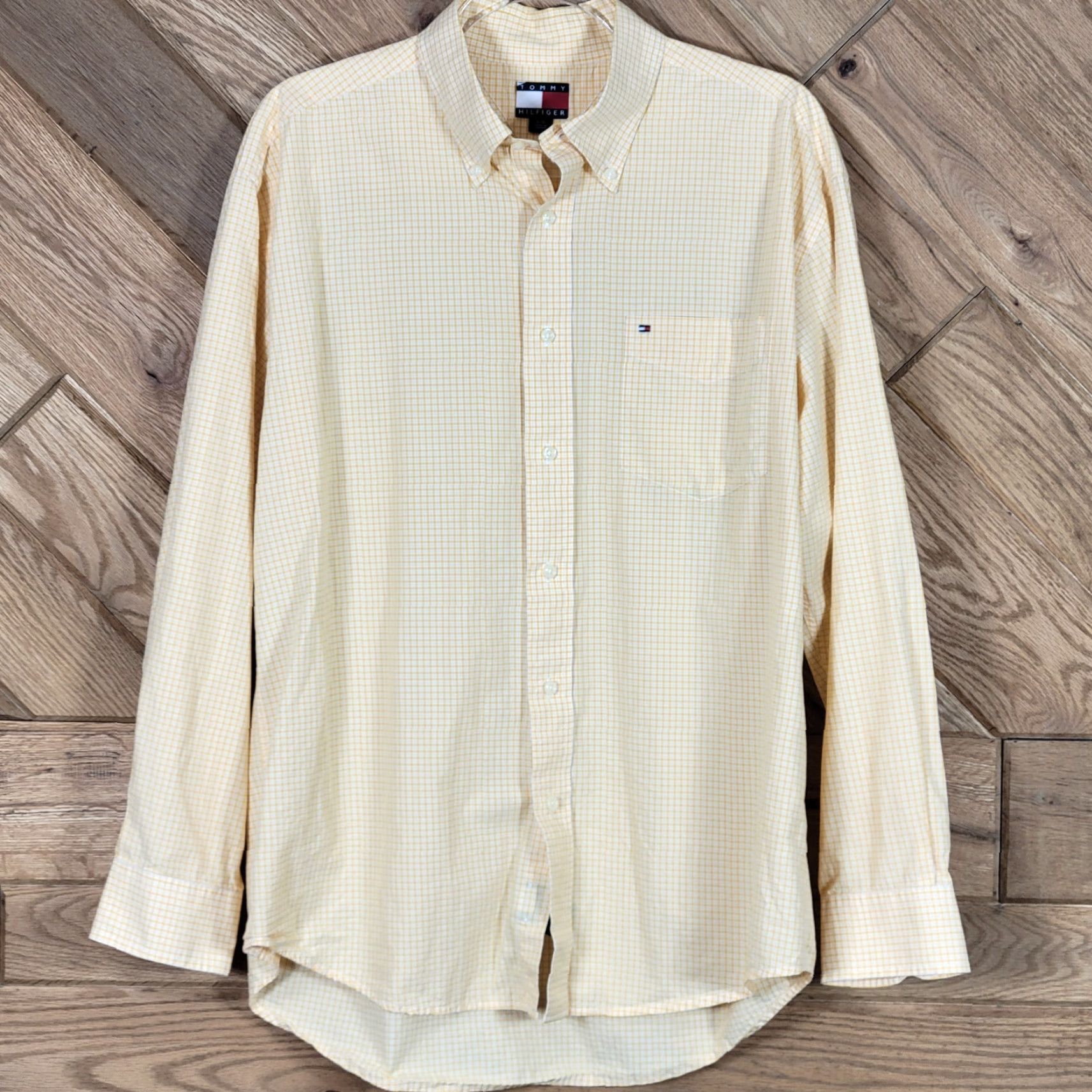 Tommy Hilfiger Tommy Hilfiger Mens Shirt Button-Down Plaid Flag Yellow White Multicolor 100% Cotton Long Sleeve XL? Size US L / EU 52-54 / 3 - 6 Thumbnail