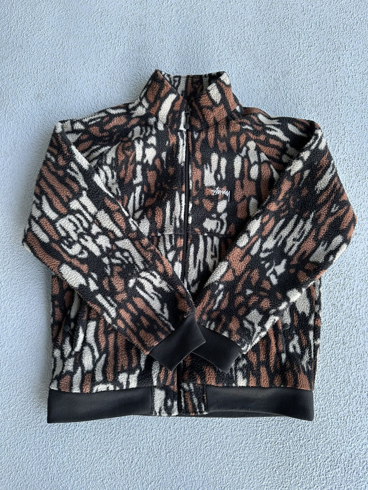 Stussy STUSSY TREE BARK FLEECE ZIP UP JACKET | Grailed