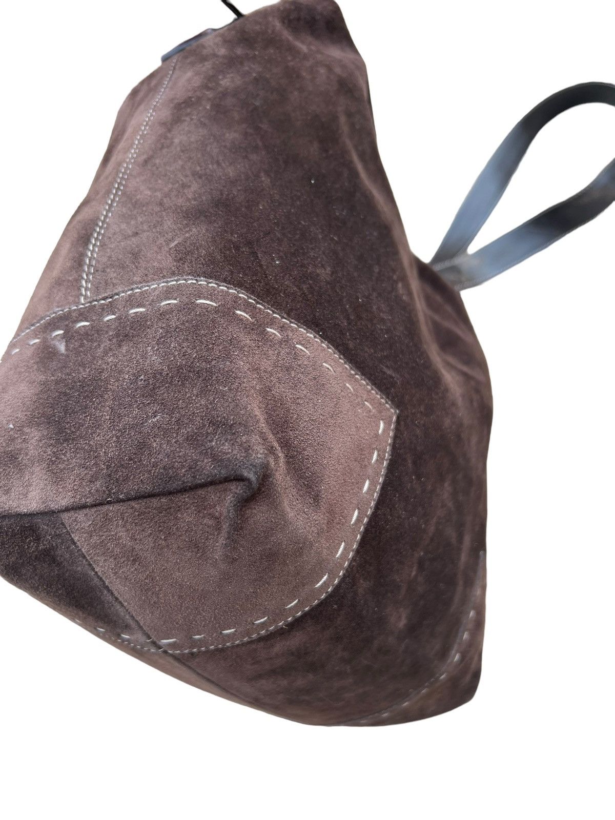 Leather × Vintage Vintage MaxMara Brown Suede Leather Large Shoulder Bag Size ONE SIZE - 8 Thumbnail