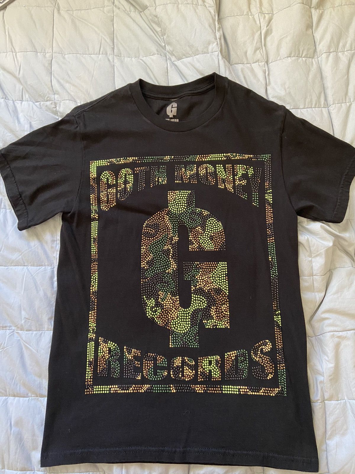 Goth 2024 Money Records Black & Blue Camo Box Logo Tee