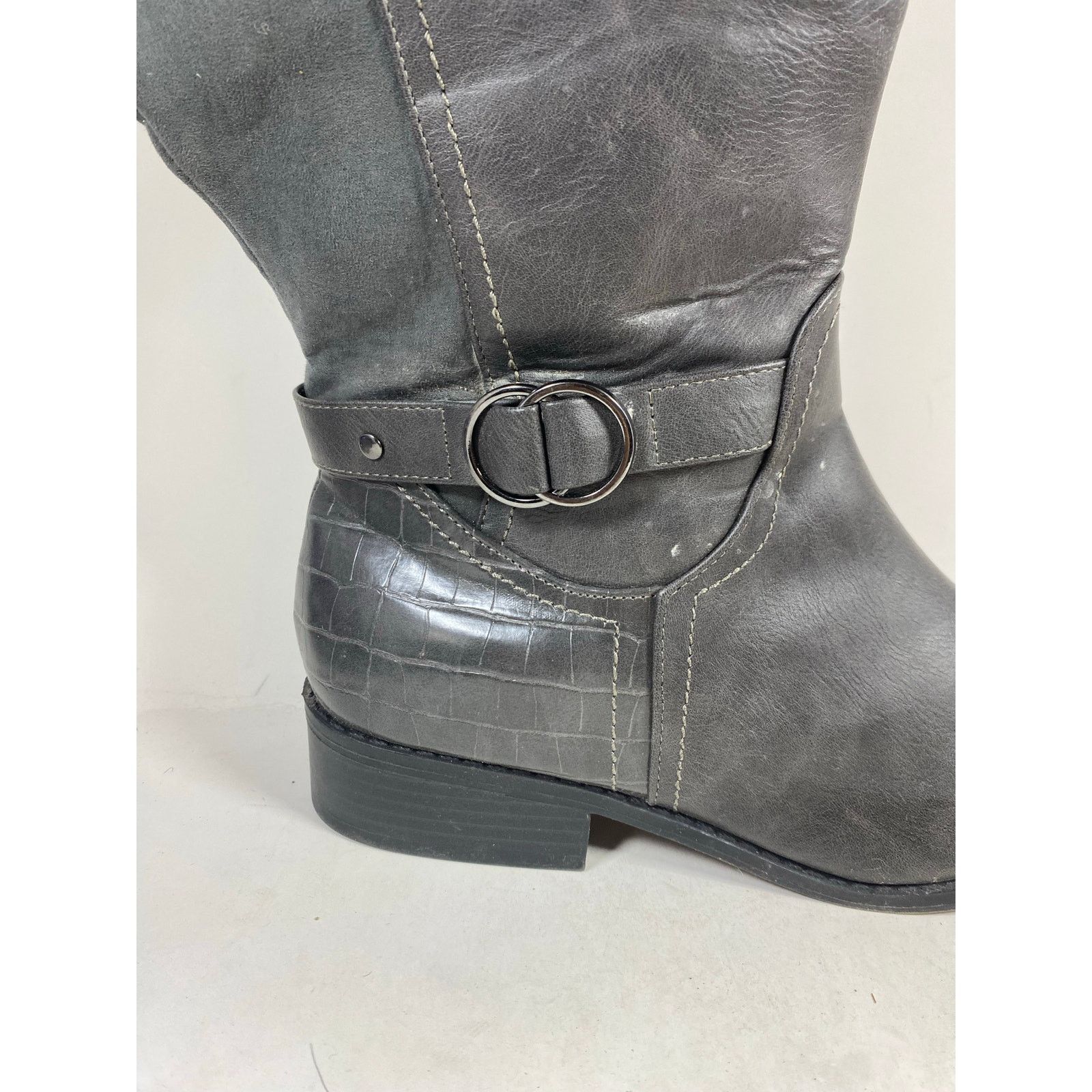 Other Karen Scott Women Gray Buckle Accent Leandraa Riding Boot9.5 Size US 9.5 / IT 39.5 - 2 Thumbnail