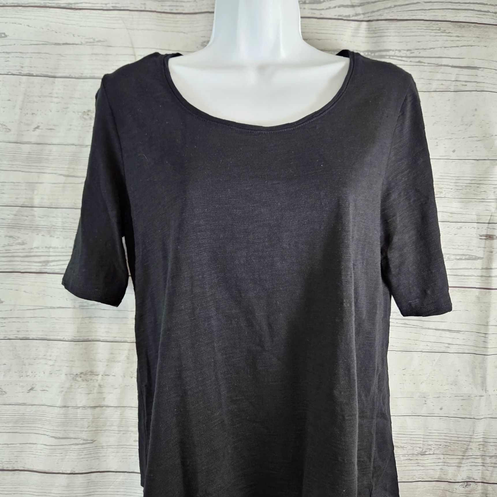 Vintage Chico's Womens Ultimate Tee M Solid Black Cotton Modal Shirt Adult Medium Women Short Sleeve Pullover T‑Shirt Basic Size M / US 6-8 / IT 42-44 - 2 Thumbnail