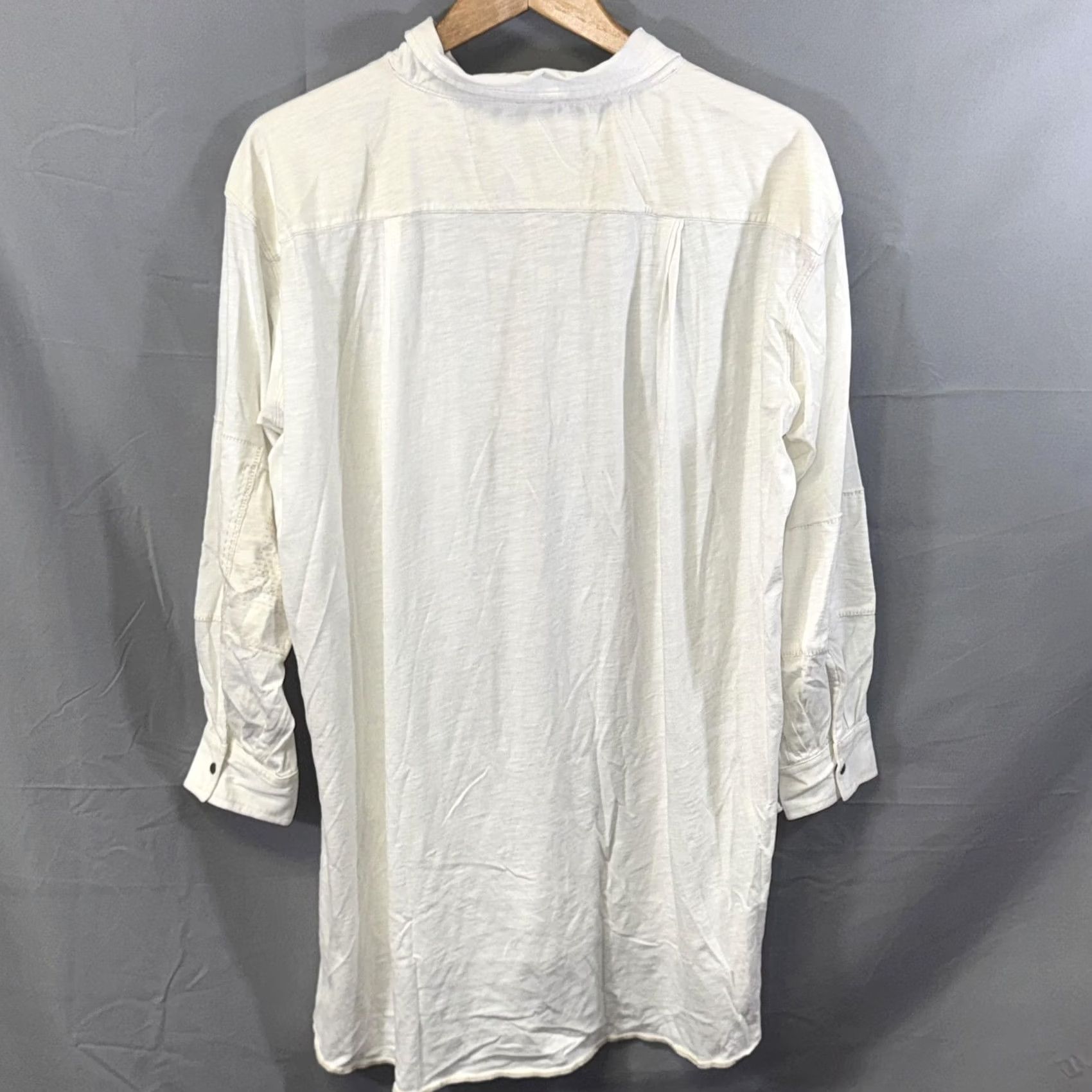 Vintage VINTAGE We The Free Shirt Womens M Ivory Tunic Oversized Cotton Henley Popover Buttoned Collared Size M / US 6-8 / IT 42-44 - 2 Thumbnail